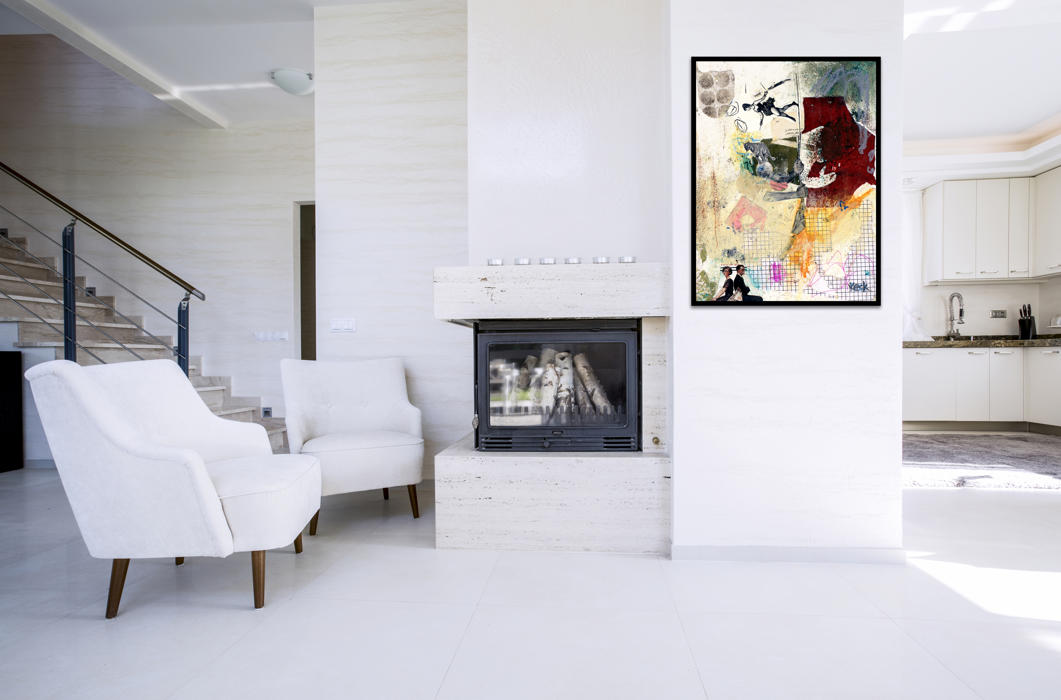 Collage Art Print<br>On Canvas<br>Balancing Act