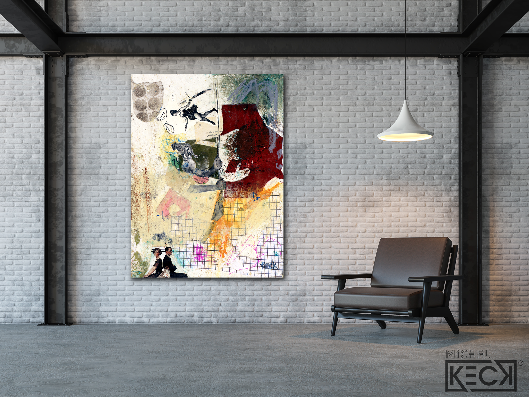 Collage Art Print<br>On Canvas<br>Balancing Act