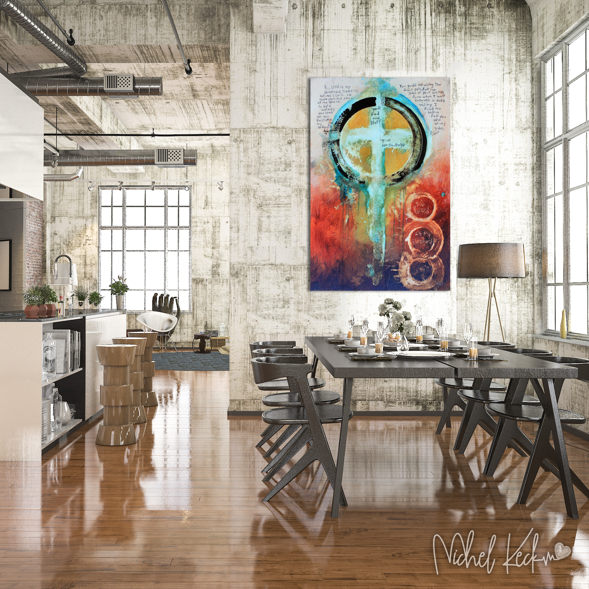 CROSS ART.  Abstract cross art paintings and prints made popular by Michel Keck.