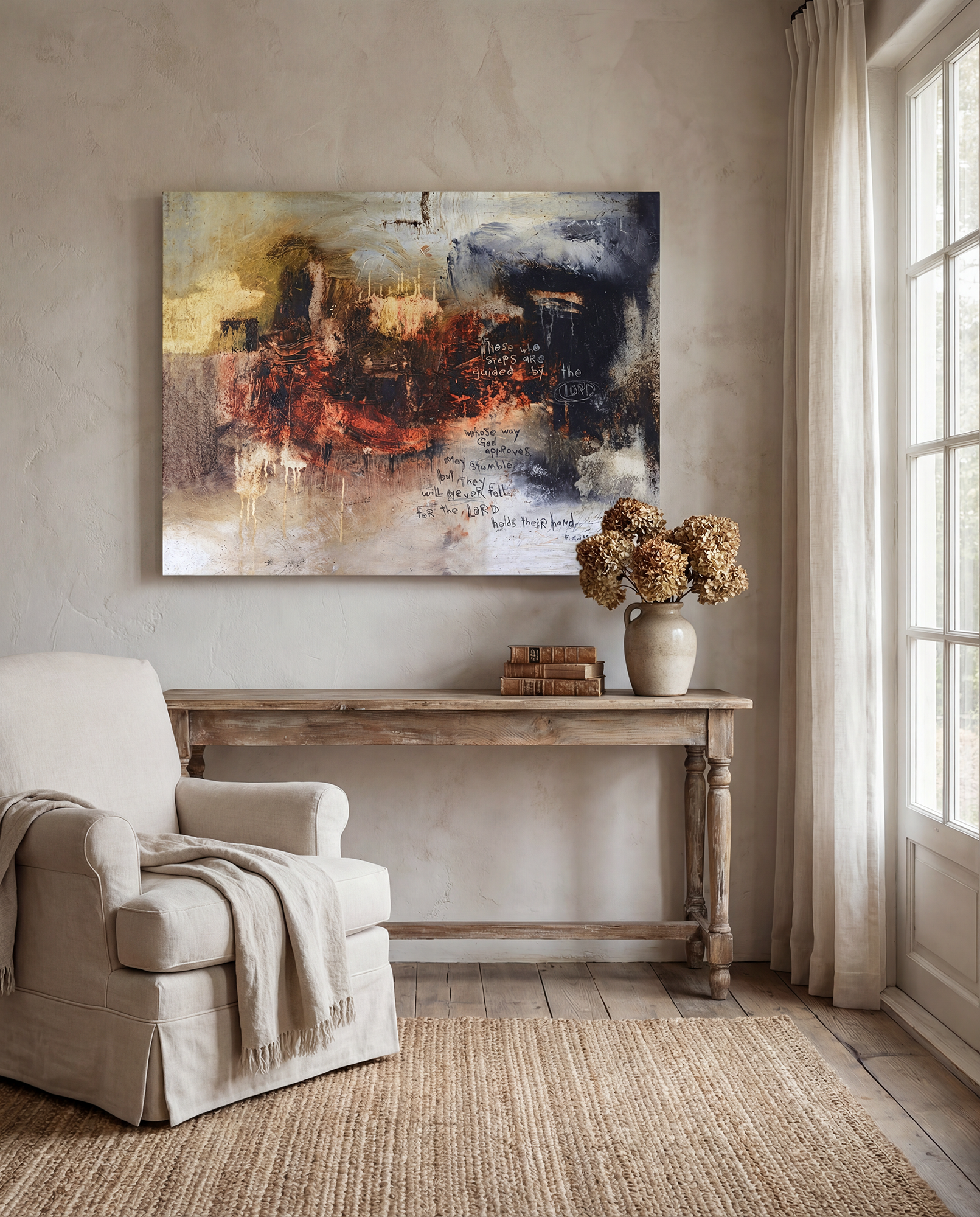 Scripture Abstract Art<br>Canvas Print<br>Psalm 37:23-24