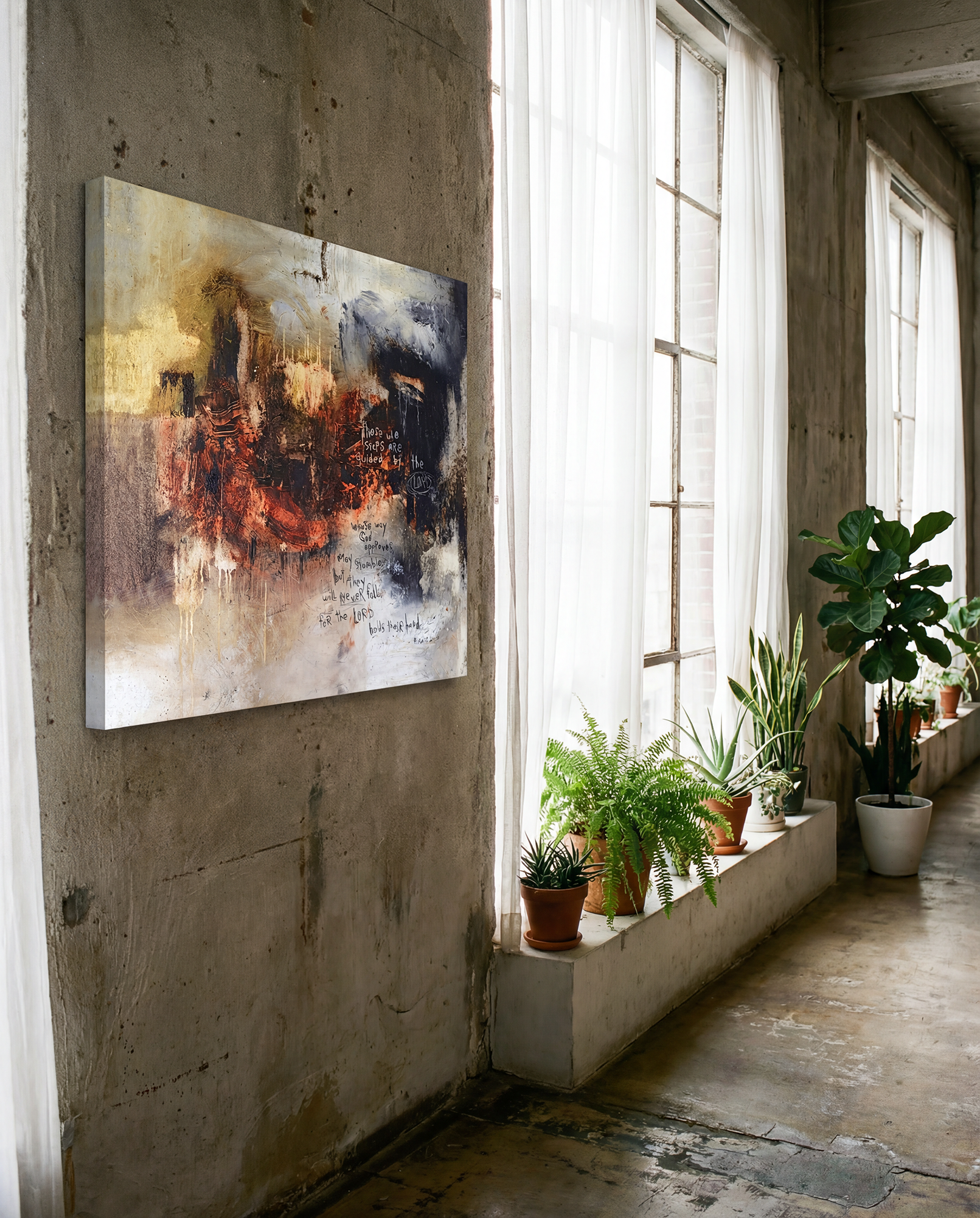 Scripture Abstract Art<br>Canvas Print<br>Psalm 37:23-24