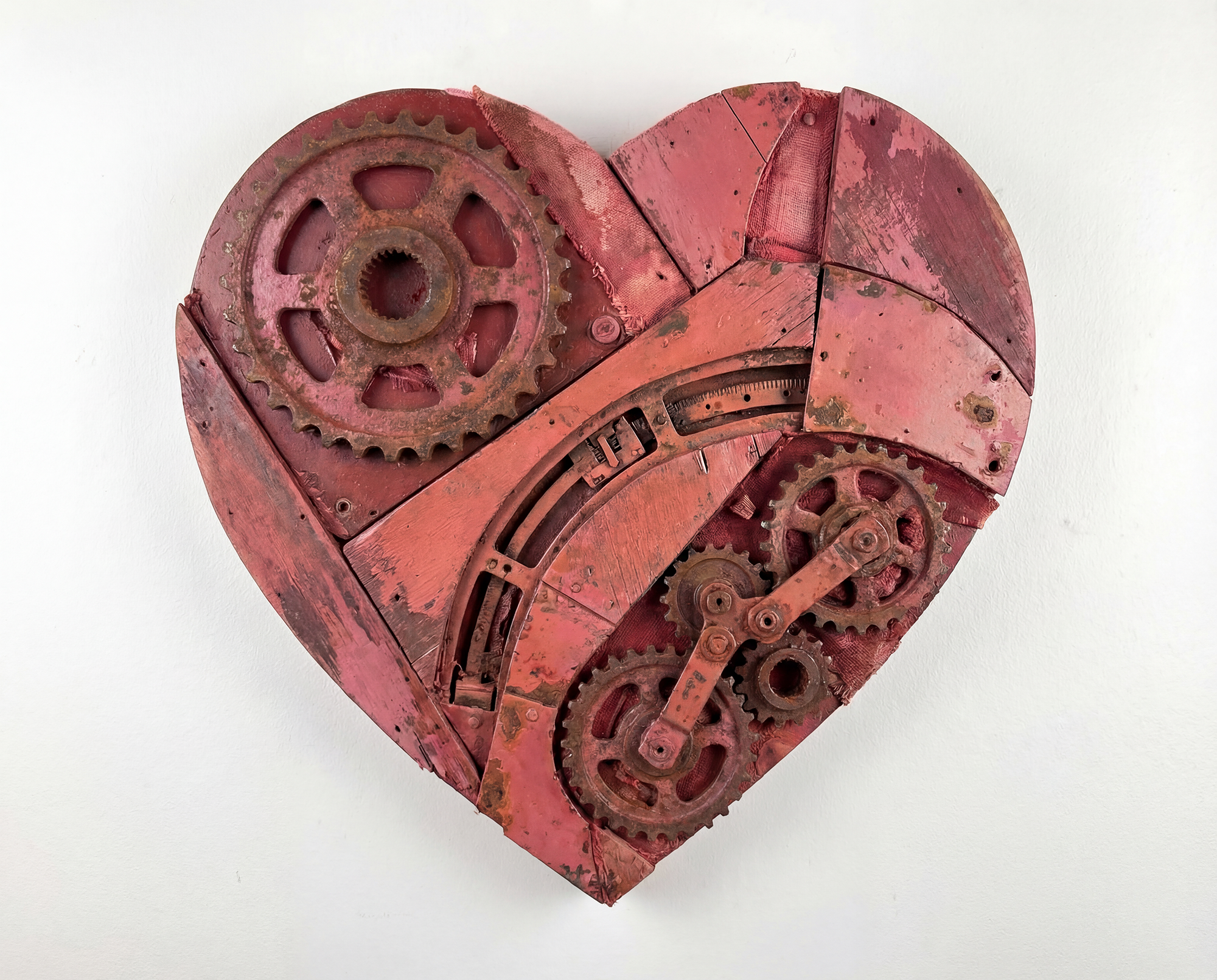 Mixed Media Assemblage<br>Heart Wall Art Made From<br>Found & Recycled Objects<br>Heart Assemblage #11