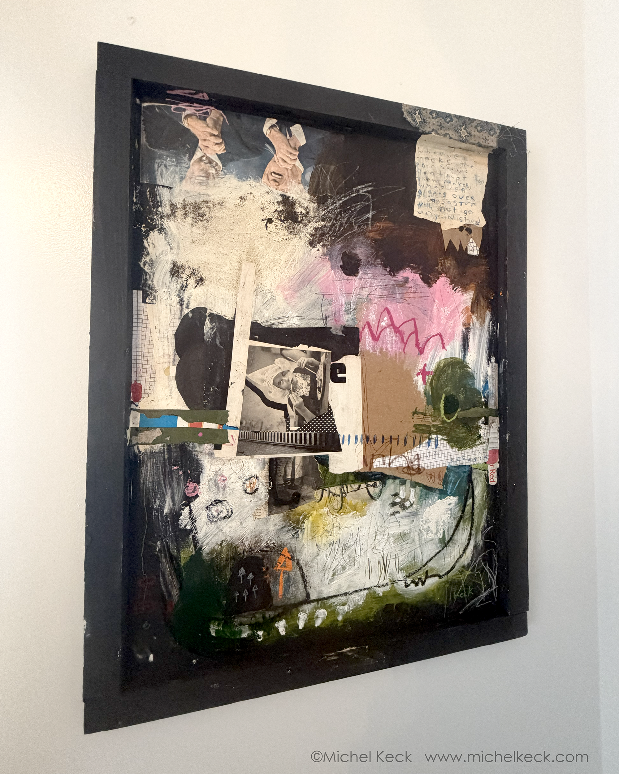 Original Mixed Media Painting<br>on Wood in Floater Frame<br>Title: What's So Funny?