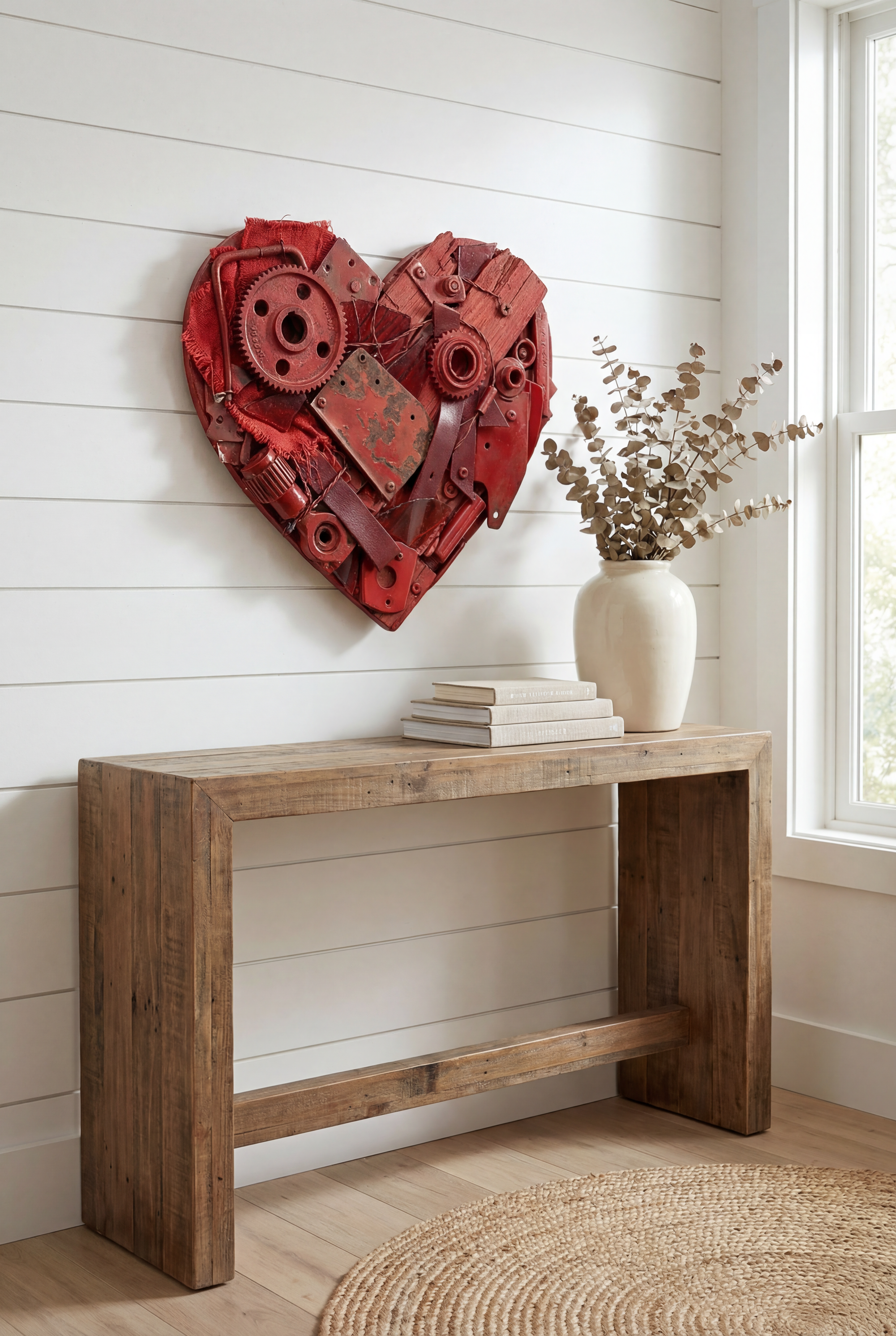 Mixed Media Assemblage<br>Heart Wall Art Made From<br>Found & Recycled Objects<br>Heart Assemblage #10