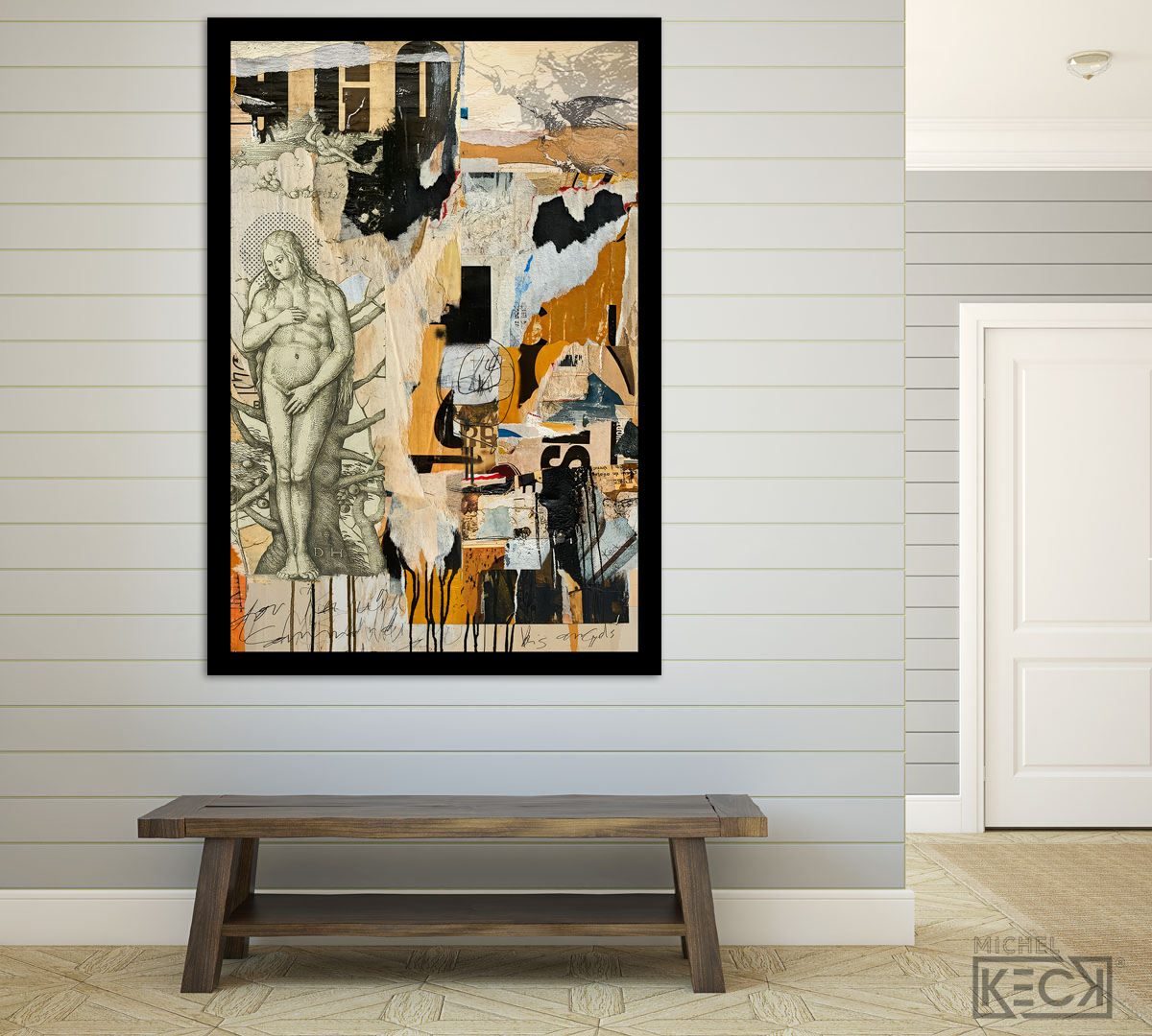 Psalm 91:11 Keck combines her collage art with scripture to create contemporary collage works 
