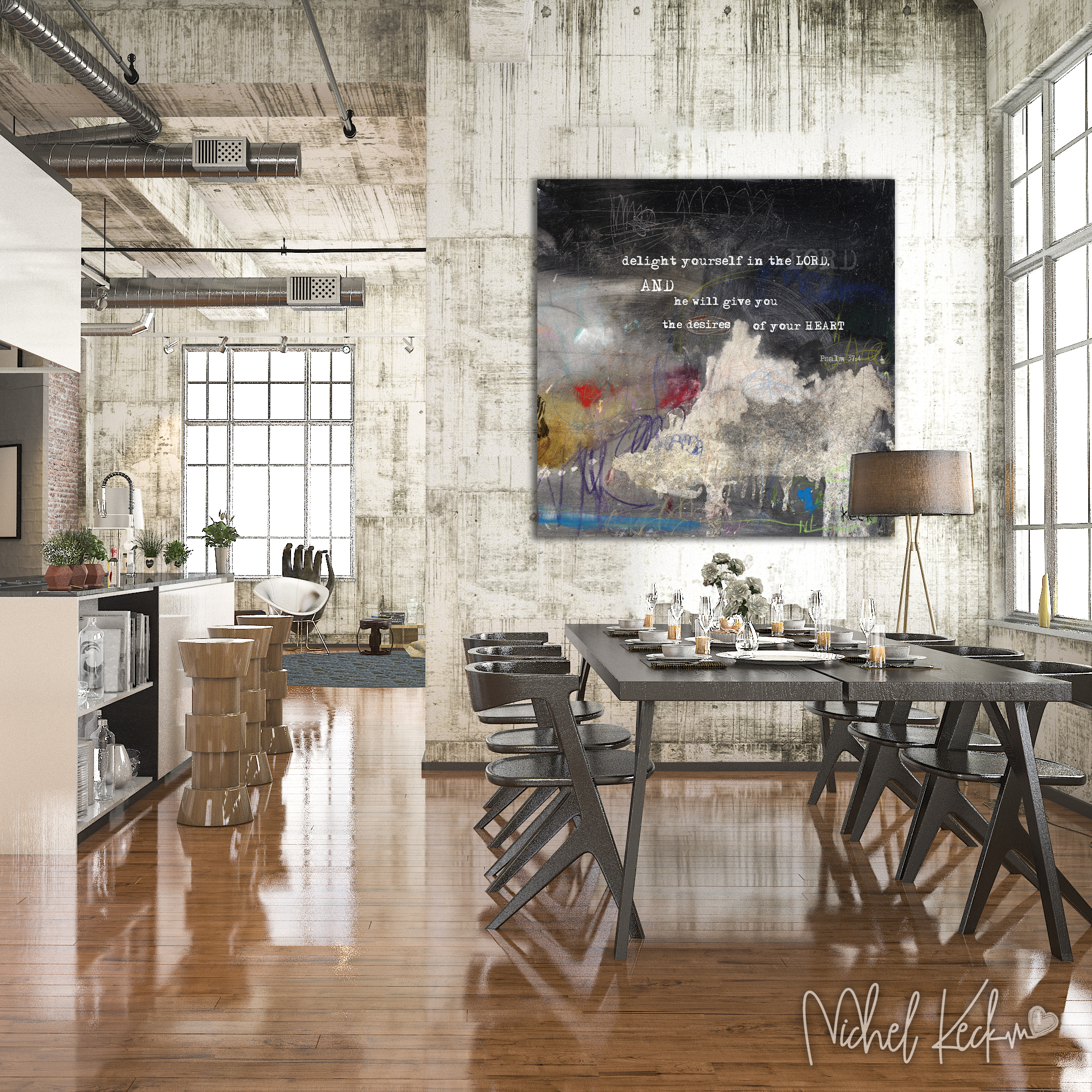 Christian Artist Michel Keck paints raw and organic scripture and cross art paintings.  Buy scripture abstract art prints.