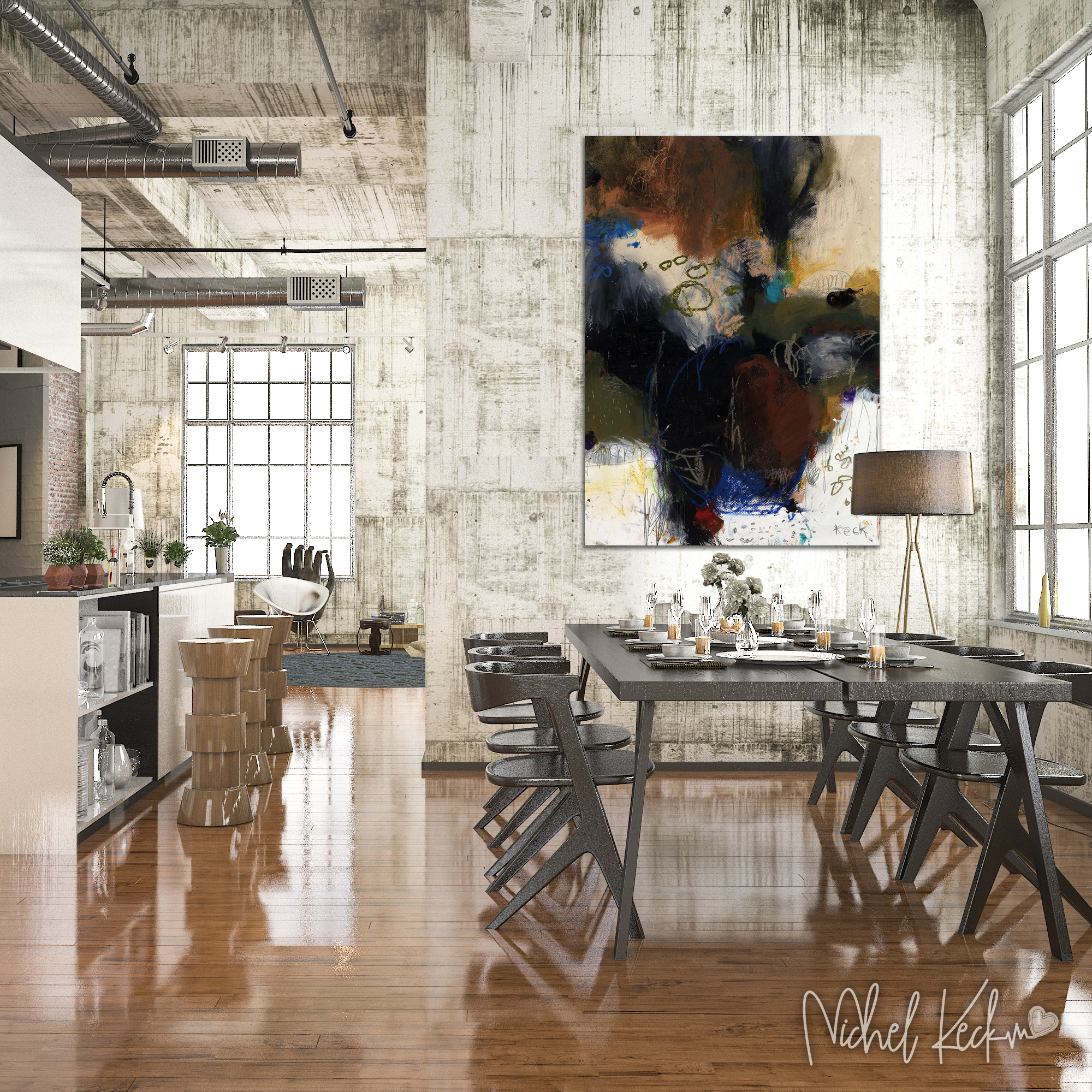 #071214 <br> Abstract Art Canvas Print <br> Title: I Can't Complain