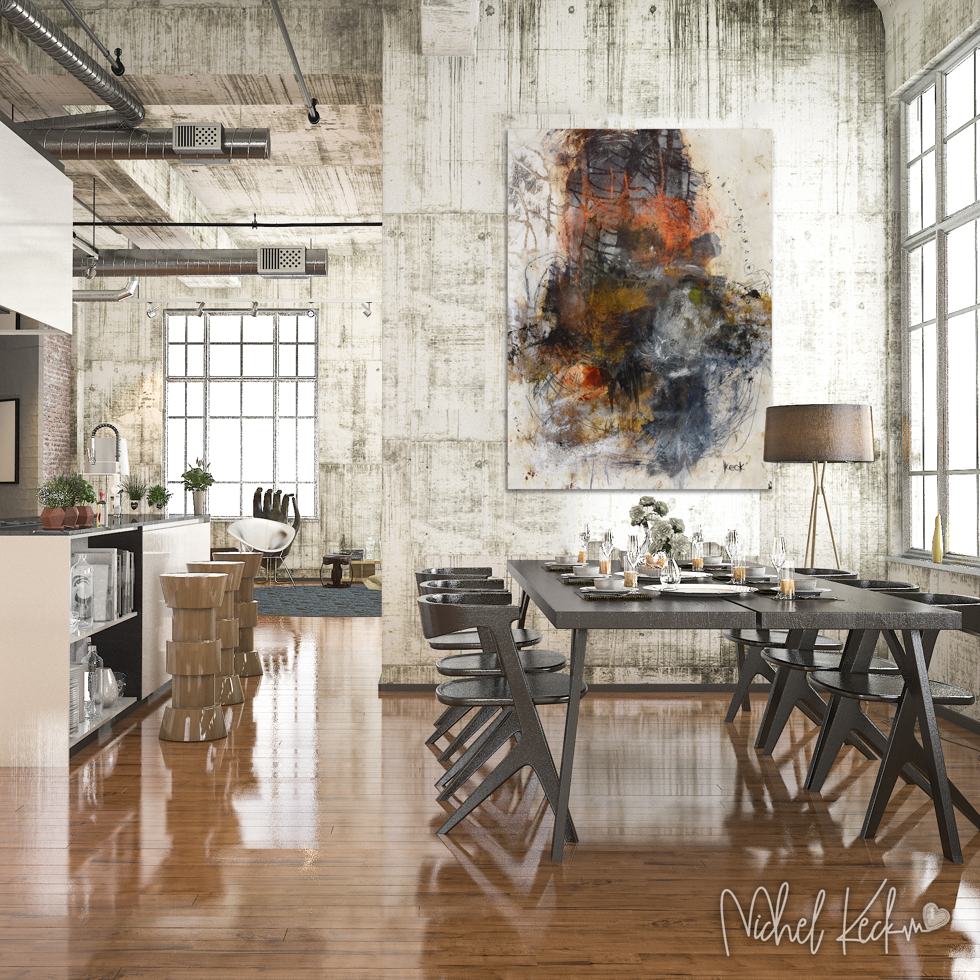 Museum quality, abstract art prints and original abstract art paintings on canvas for upscale interiors