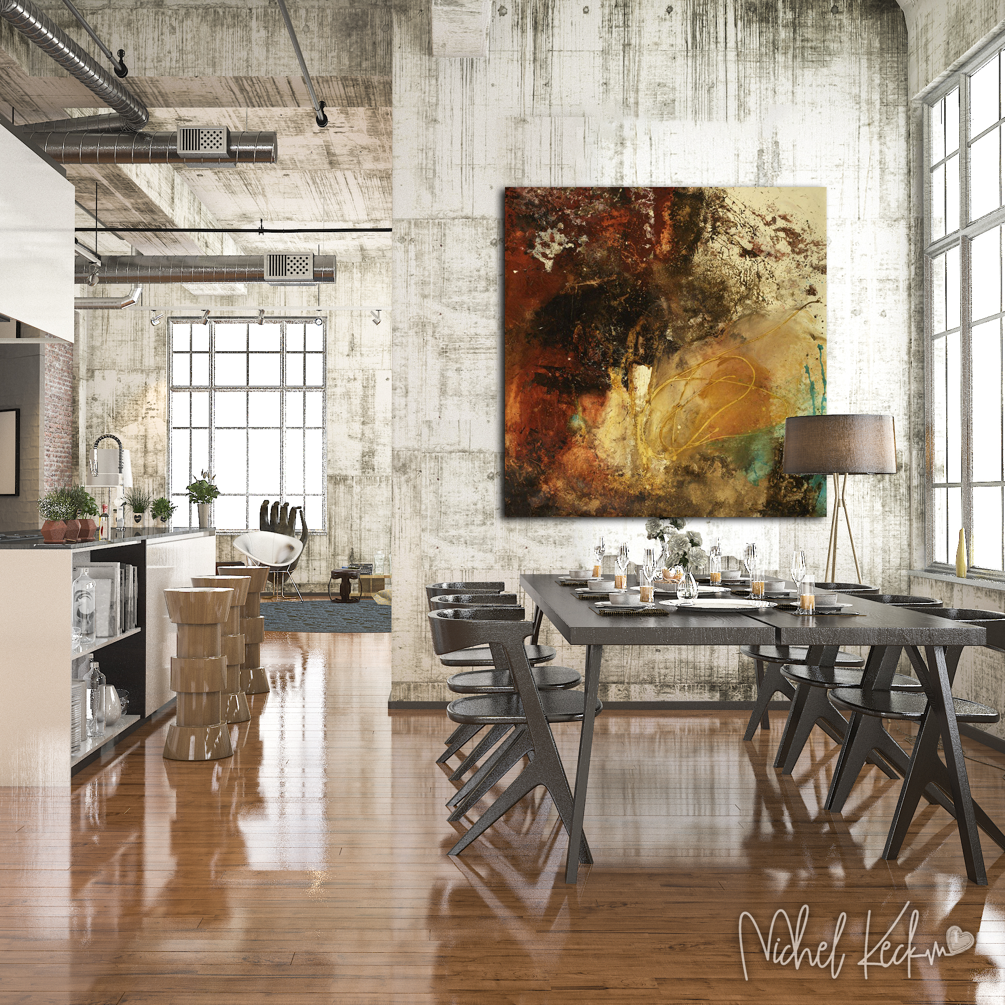 Organic, Raw Earth Tones<br>Abstract Art Canvas Print<br> Title: Where There Is A Will..