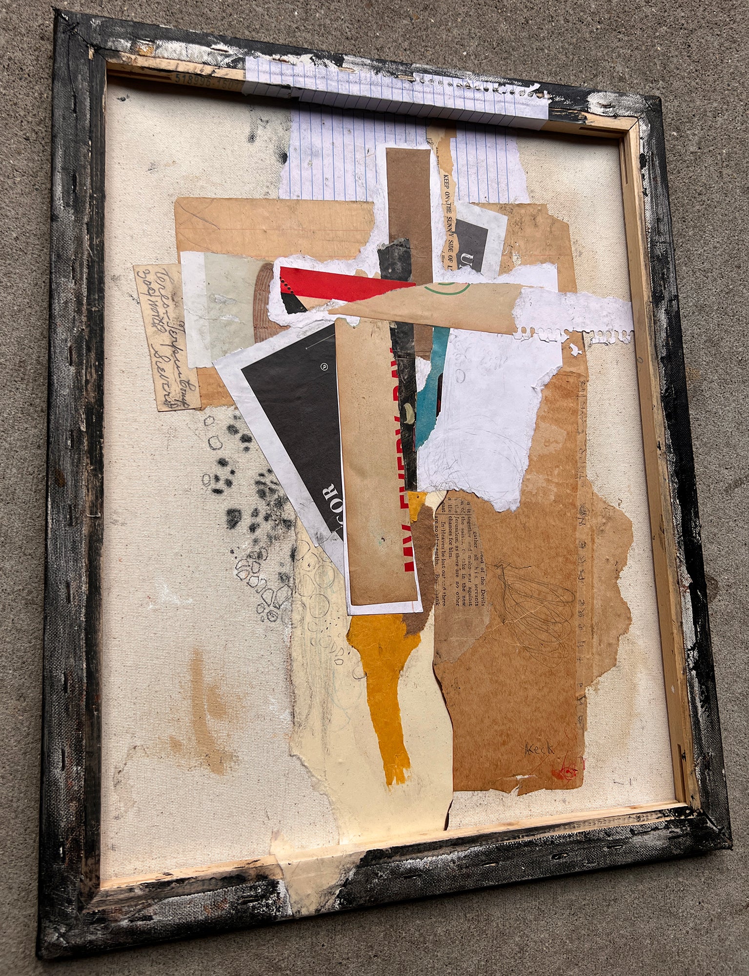 No More Earths <br> Original Abstract Cross Art <br> Collage On Reverse Canvas