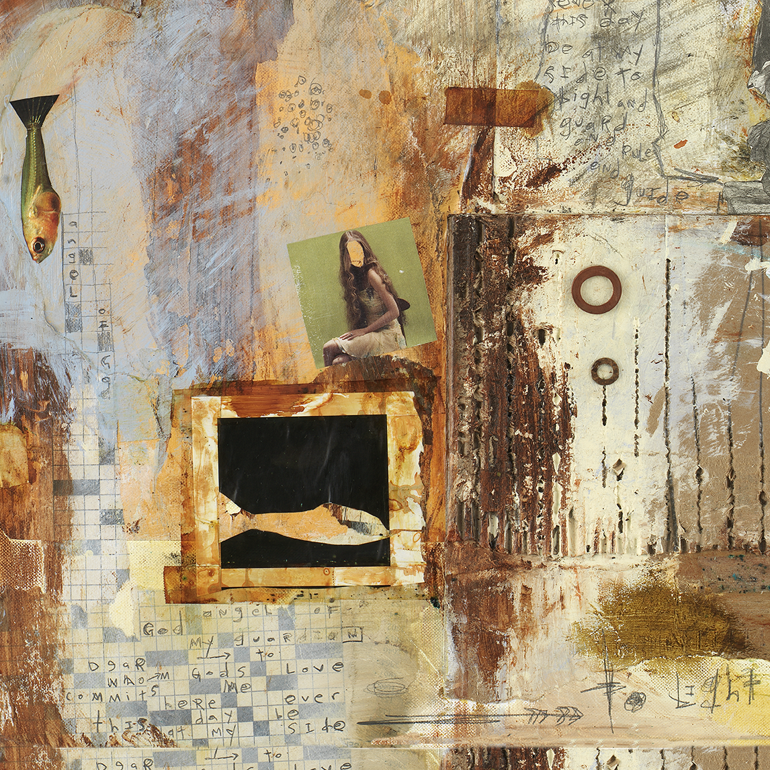 Collage Art Print <br>On Canvas<br>Guardian Angel Prayer