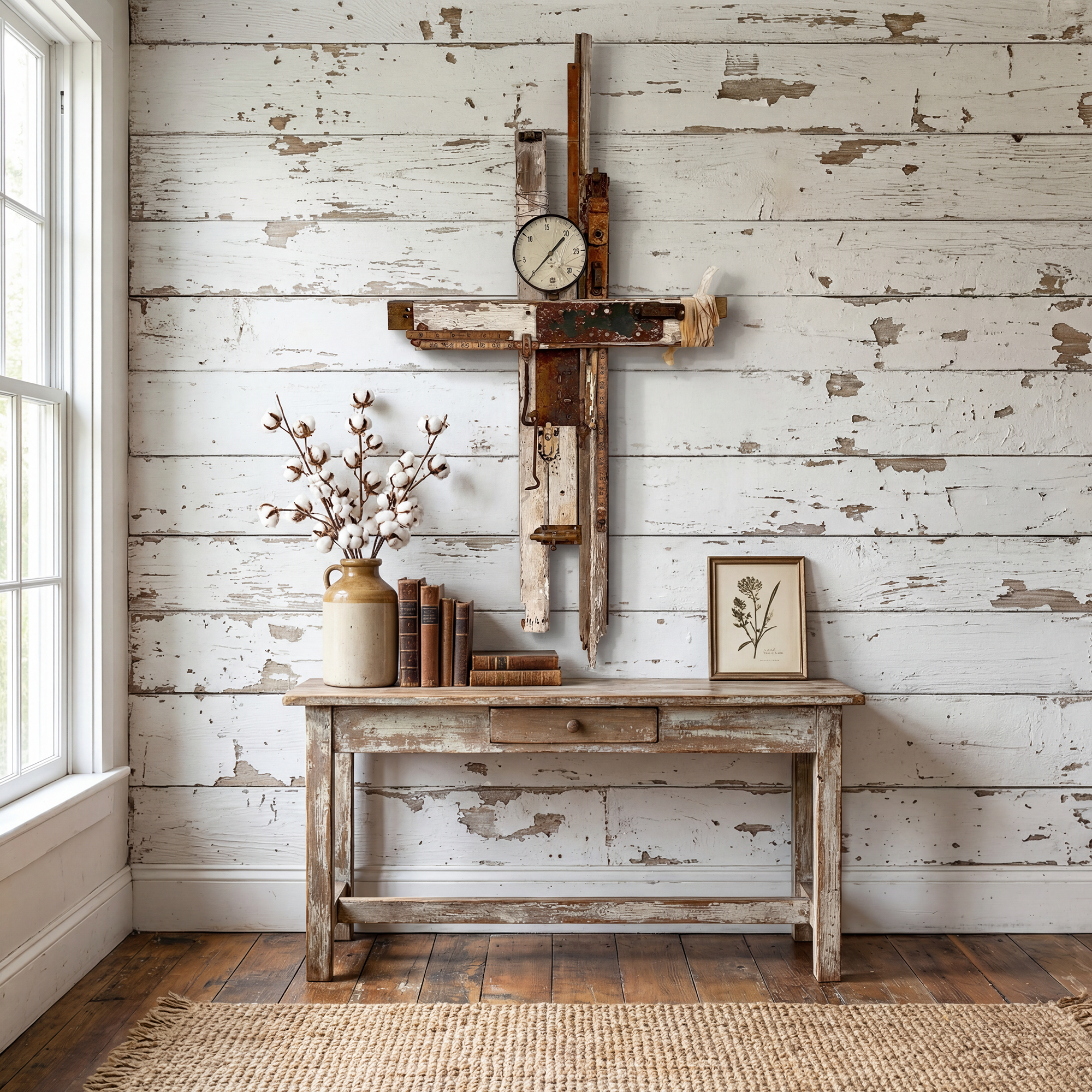 Cross Assemblage<br>Mixed Media Cross Art<br>Recycled & Found Objects<br>#022203