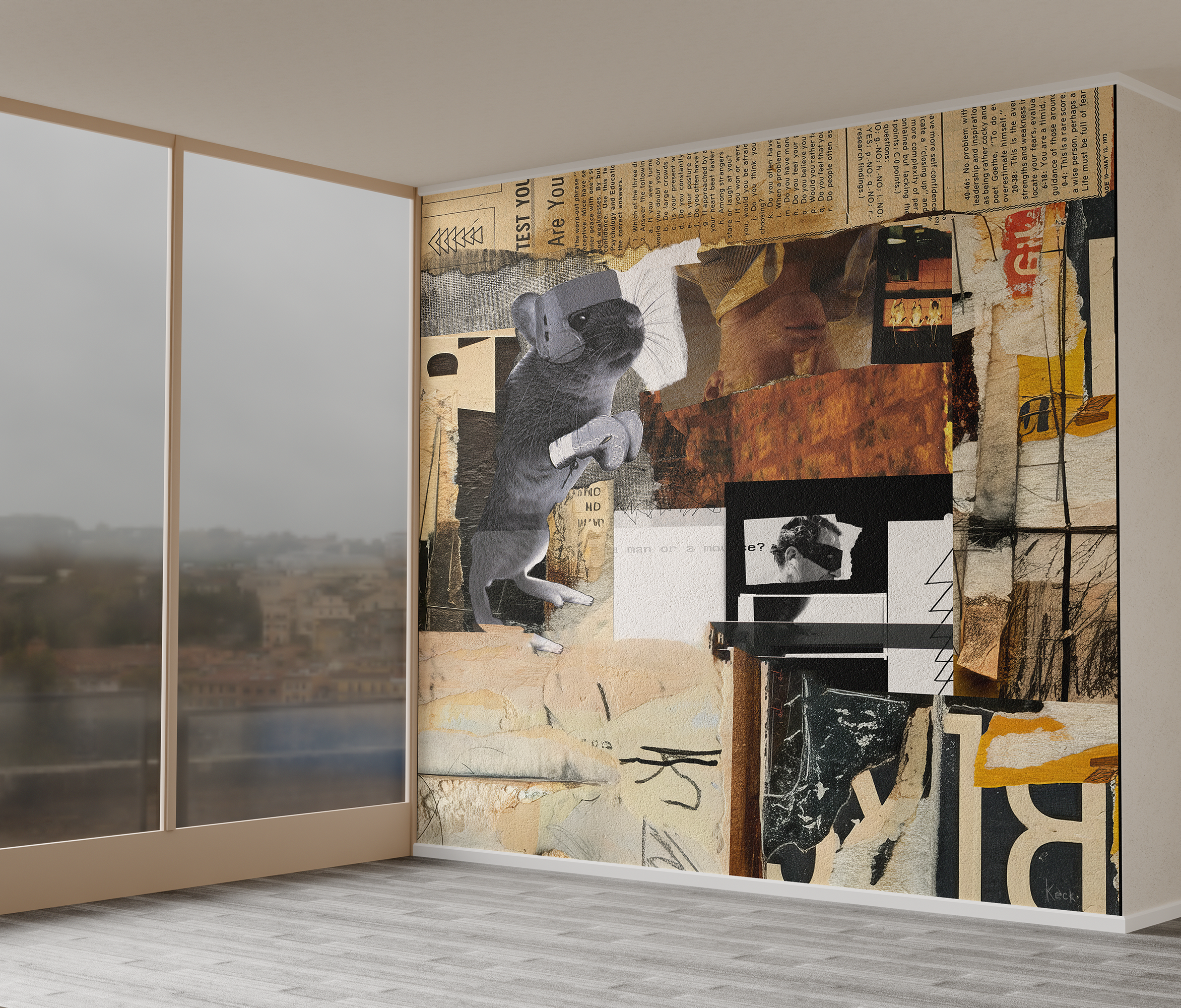 Collage Art Print<br>On Canvas<br> Are You A Man Or A Mouse?