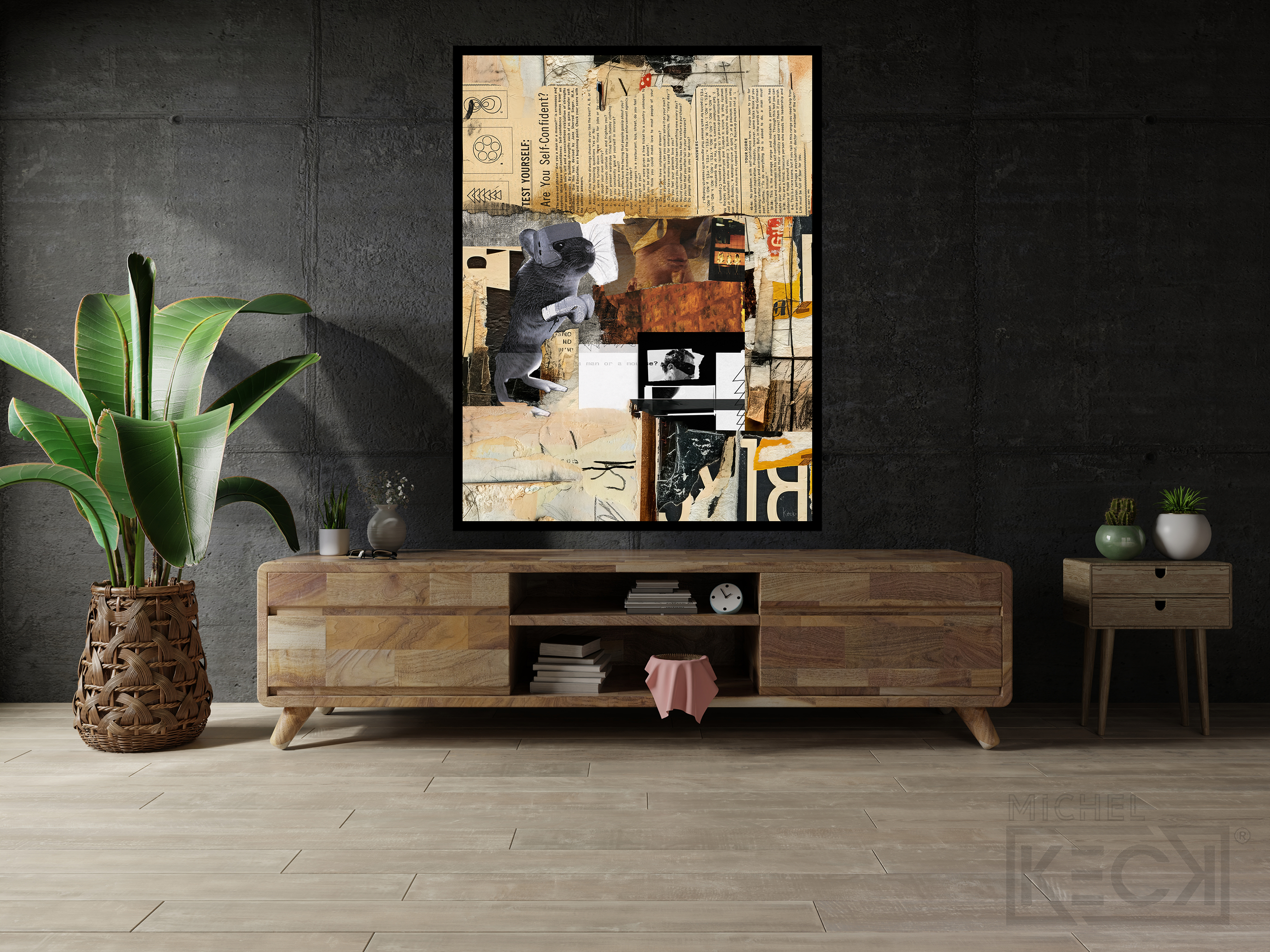 Collage Art Print<br>On Canvas<br> Are You A Man Or A Mouse?