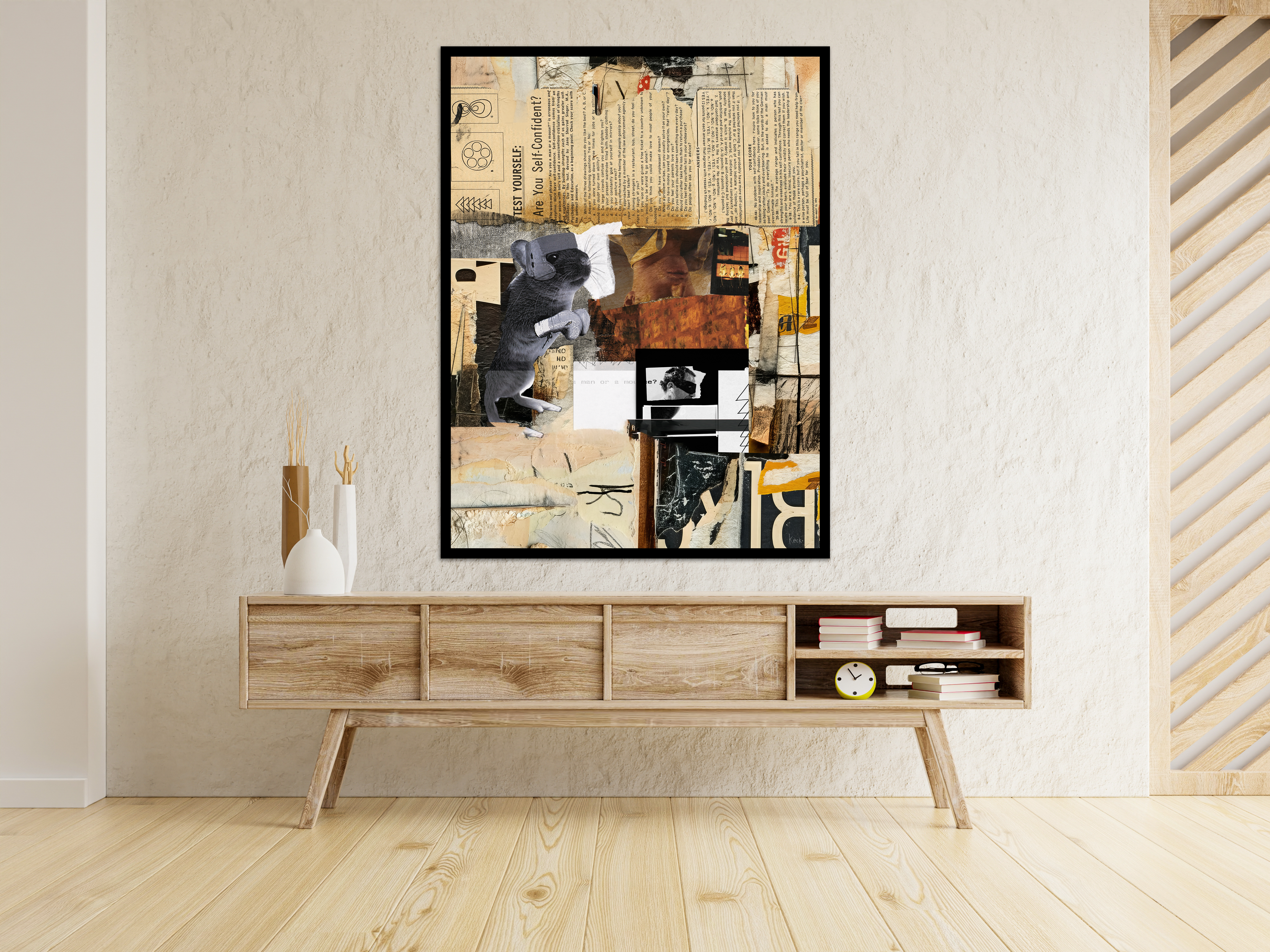 Collage Art Print<br>On Canvas<br> Are You A Man Or A Mouse?