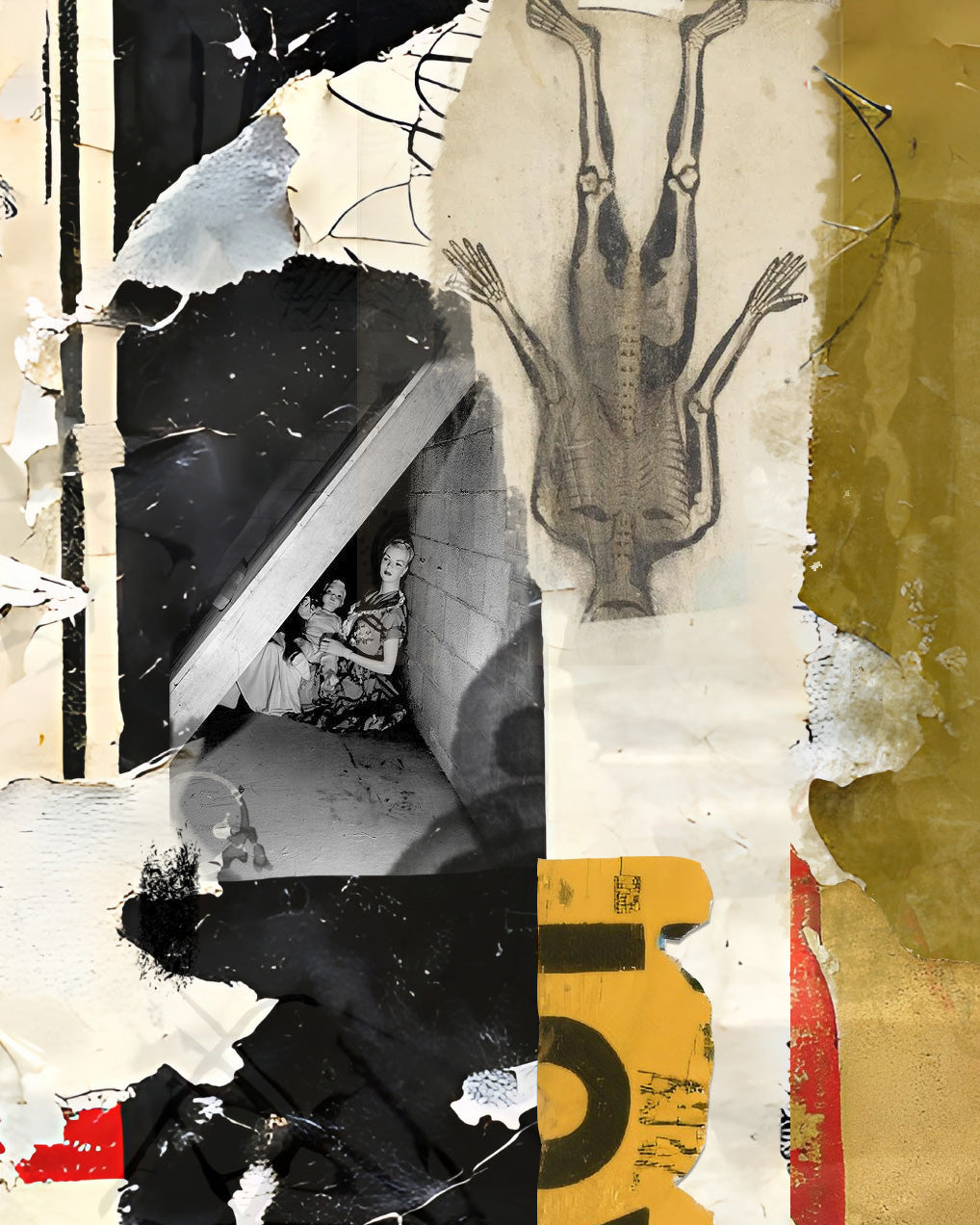 Collage Art Print<br>On Canvas<br>Title: Mockingbird