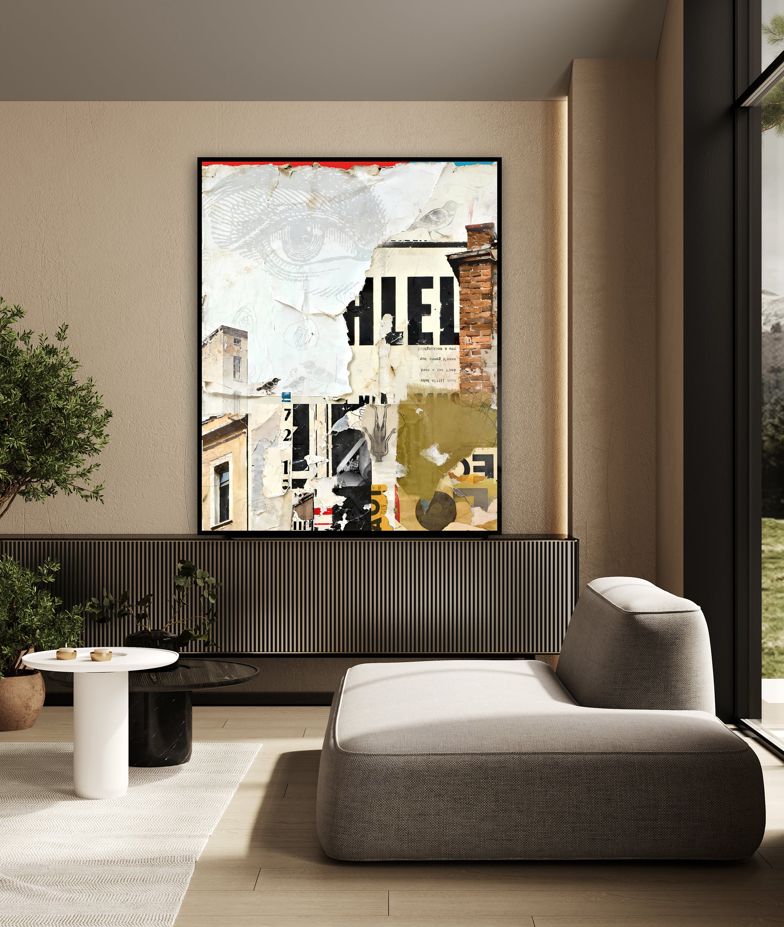 Collage Art Print<br>On Canvas<br>Title: Mockingbird