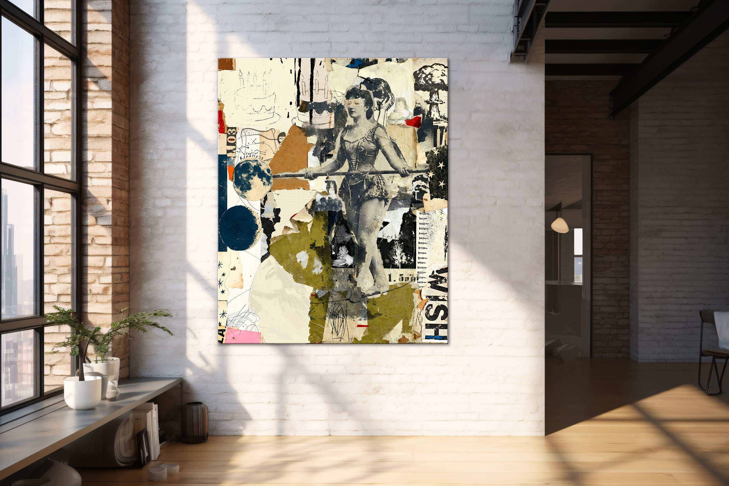 Collage Art Print<br>On Canvas<br> Title: Waiting on a Wish