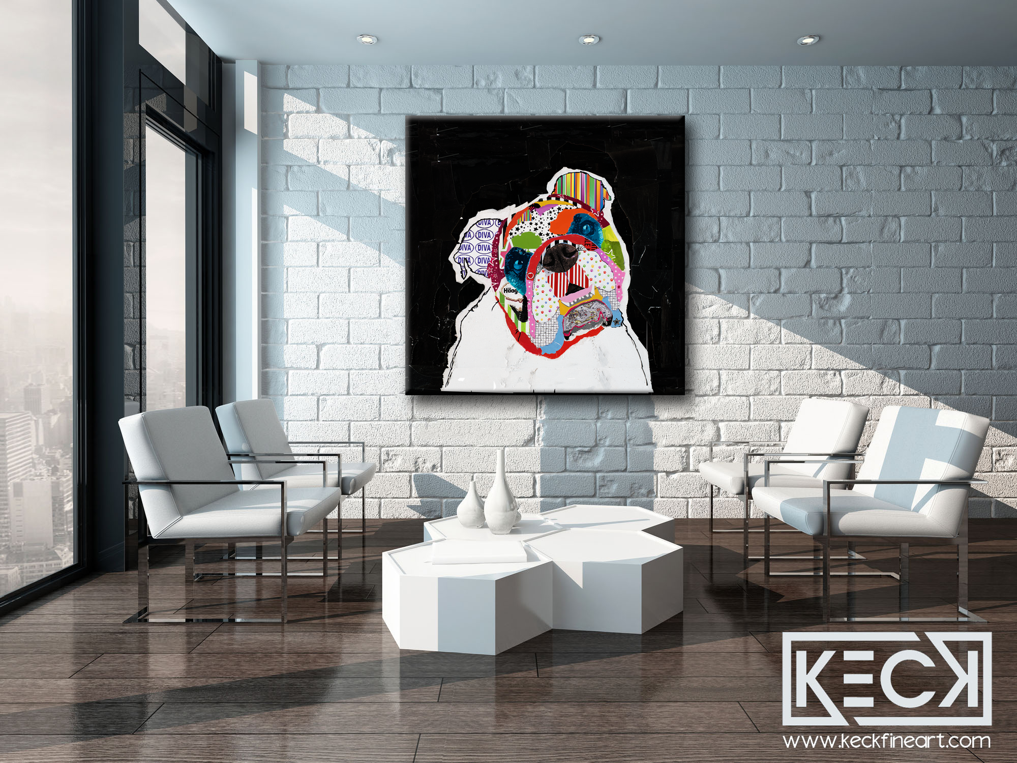 #010907 <br> English Bulldog <br> Dog Art Canvas Print
