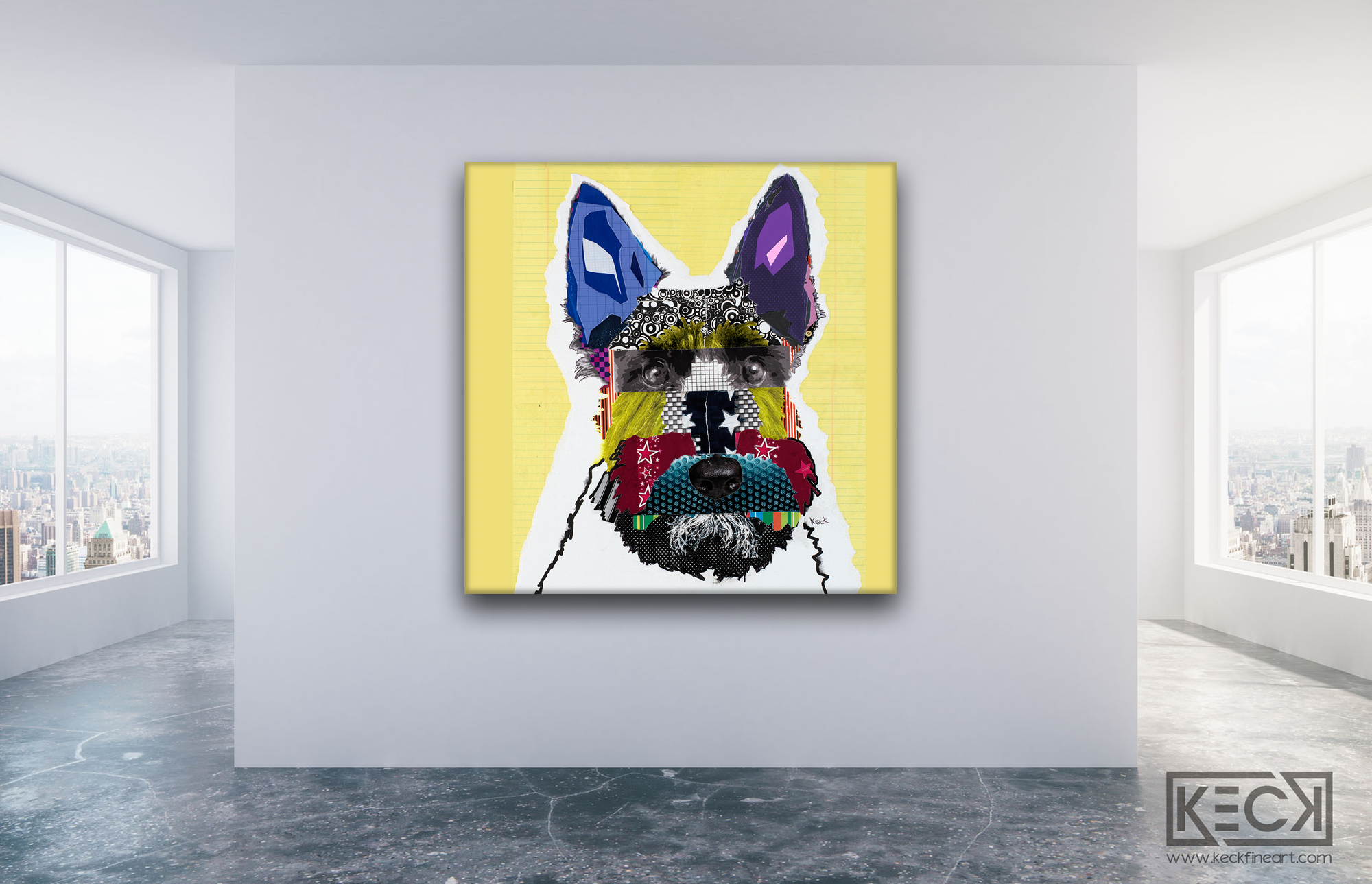 Abstract Dog Art Collage Canvas Prints Forsale