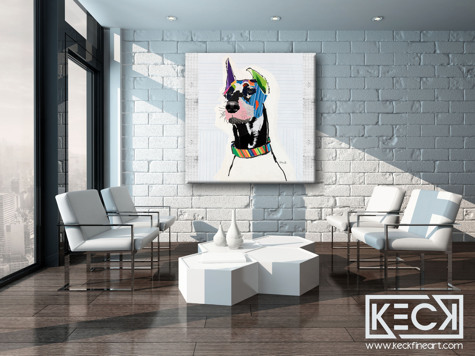 Large Dog Art. Doberman Art Prints on Canvas. Large, oversized dog art prints.  Colorful Doberman Dog Art