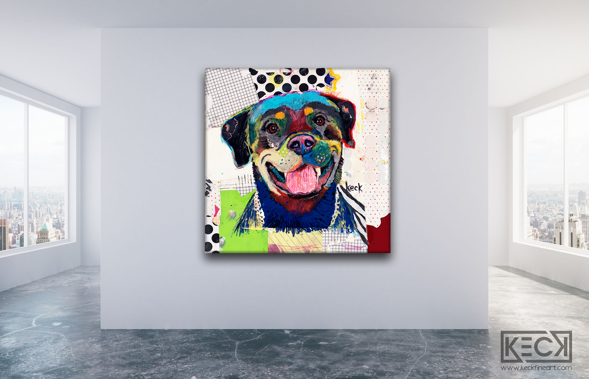 Abstract Dog Art Collage Canvas Prints Forsale