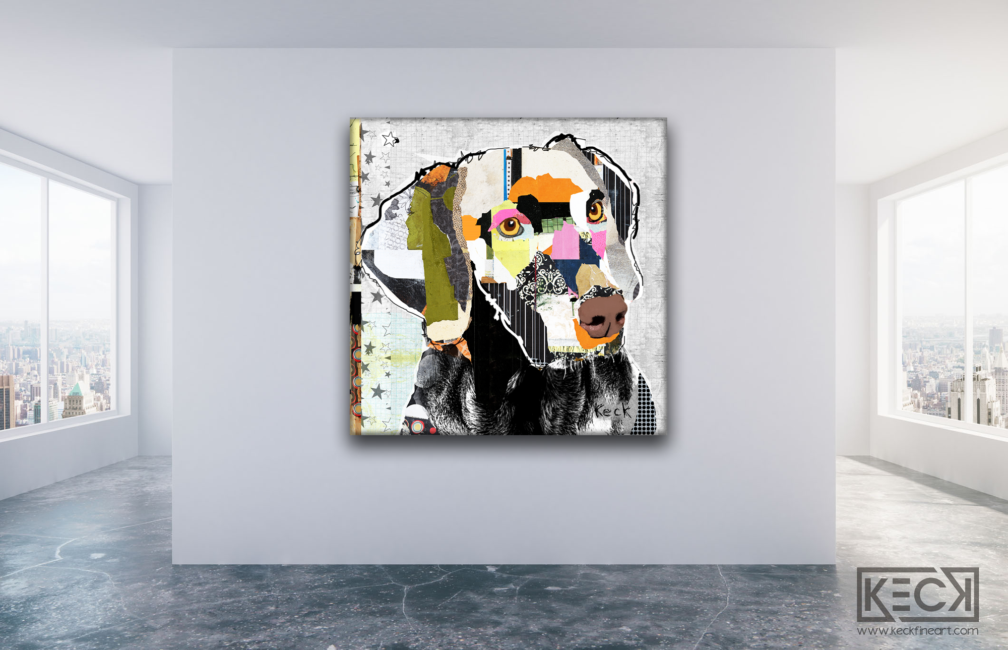 Abstract Dog Art Collage Canvas Prints Forsale