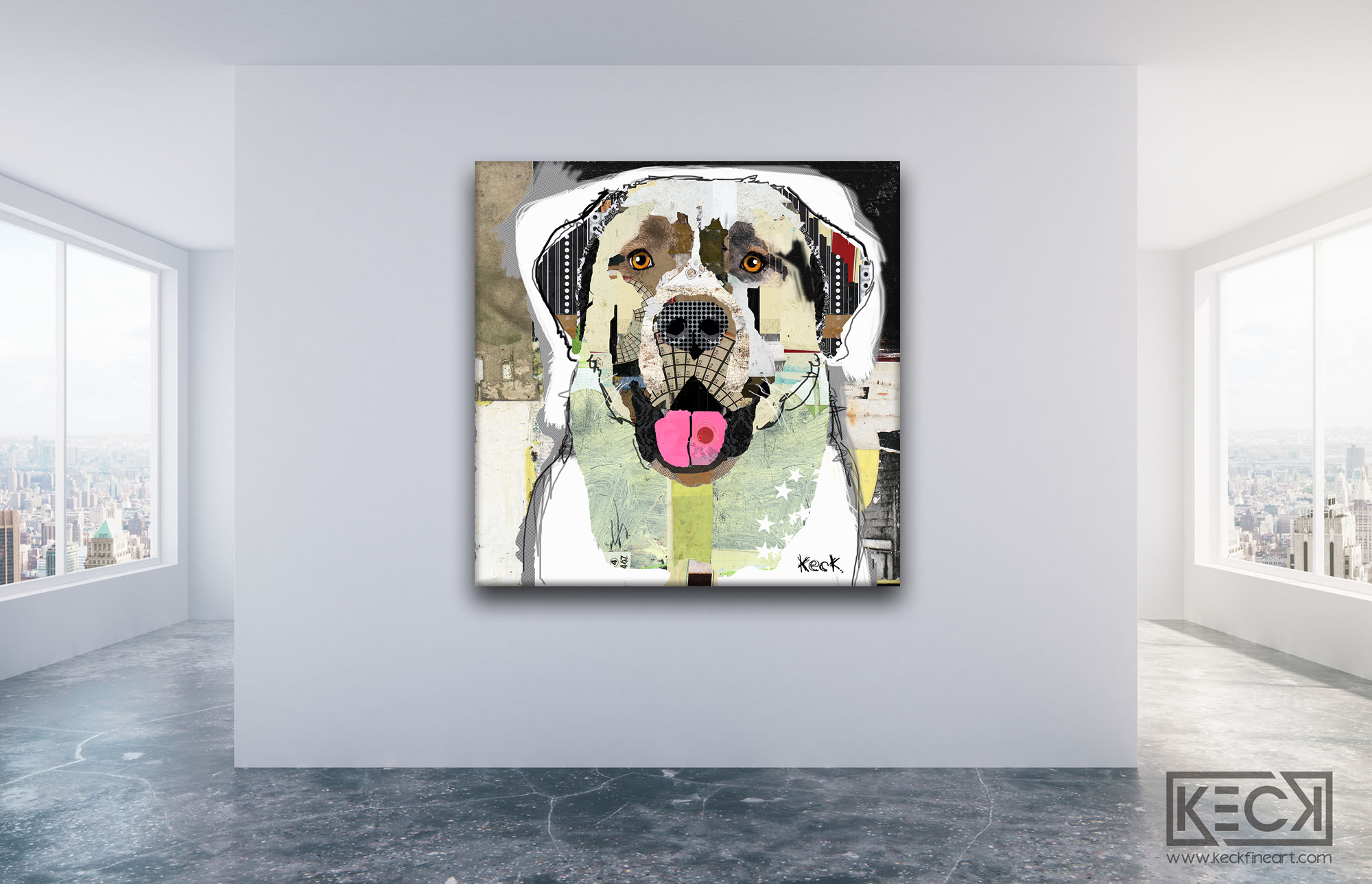 DOG ART |  Colorful Collage Dog Art by Michel Keck "