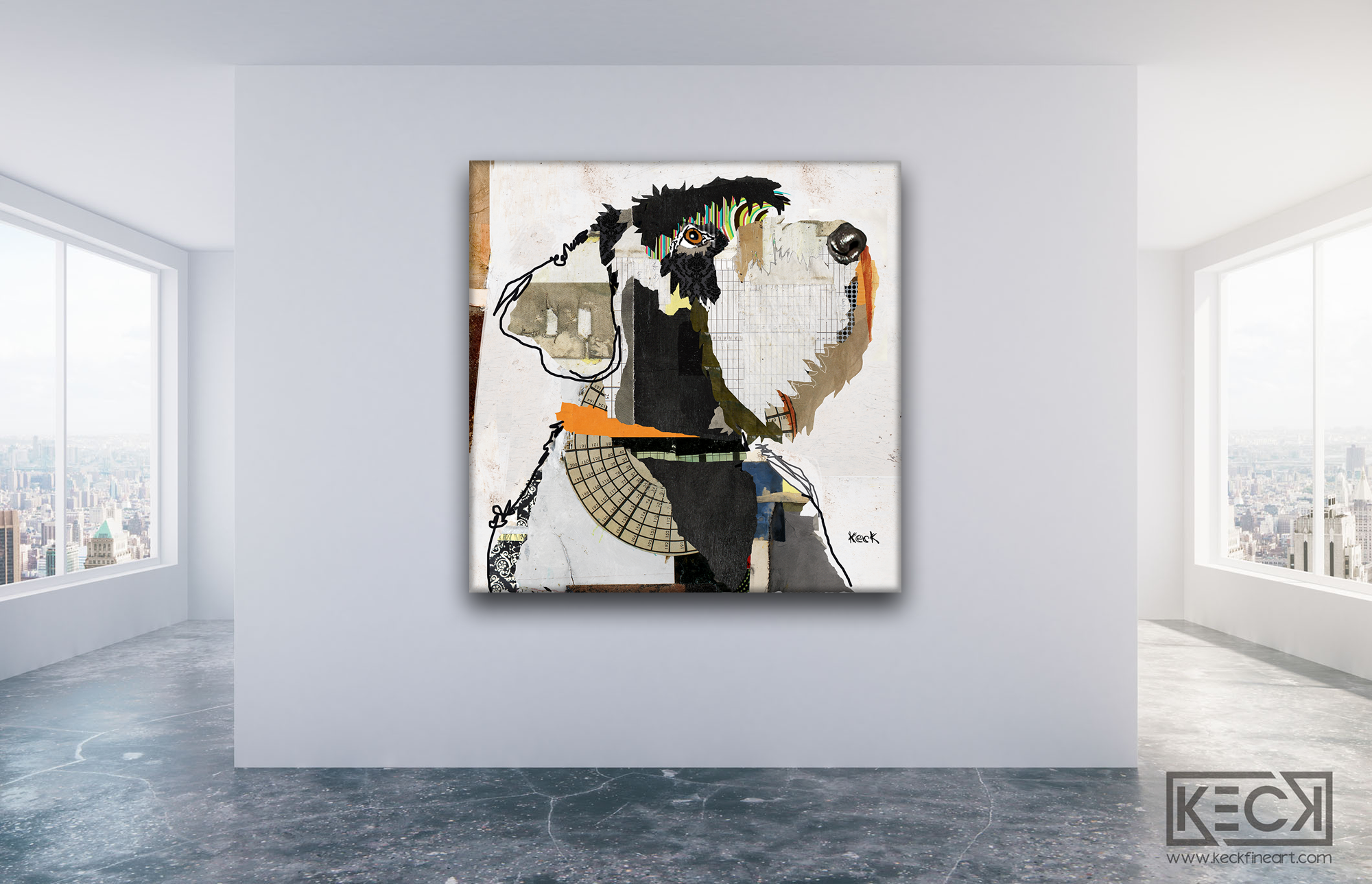 Abstract Dog Art Collage Canvas Prints Forsale
