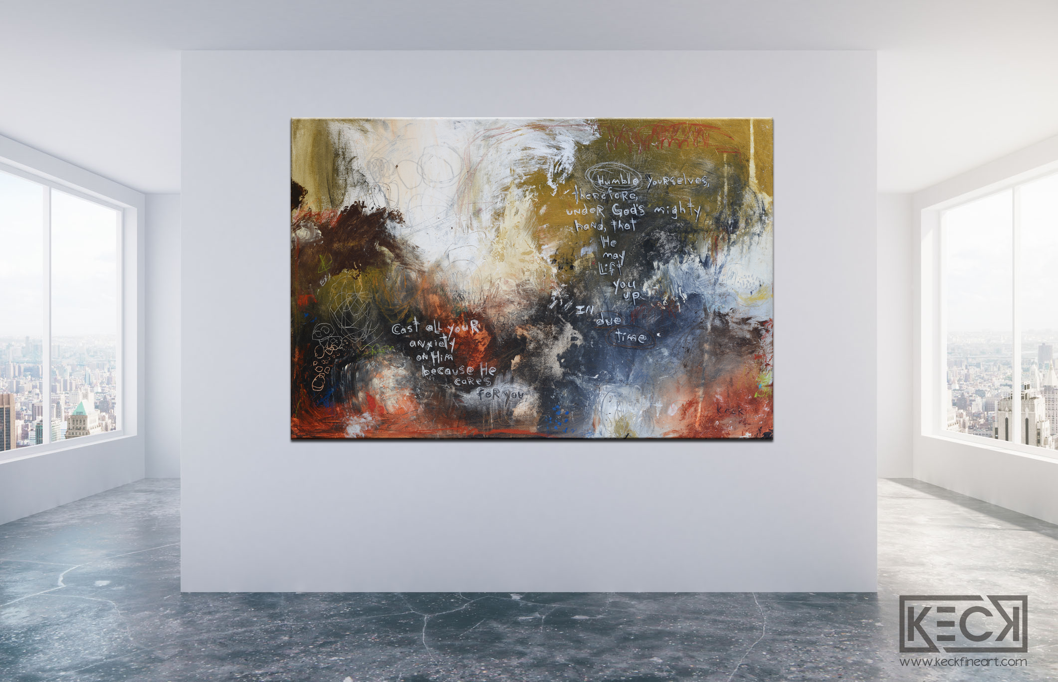 SCRIPTURE ART.  Modern, upscale artwork with scripture and bible verse embedded in the art.  Cross art paintings and scripture paintings and prints.