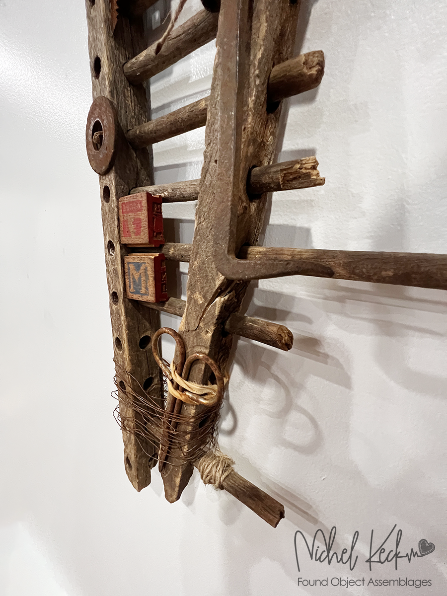 altered art cross, altered recycled cross art, found object assemblage