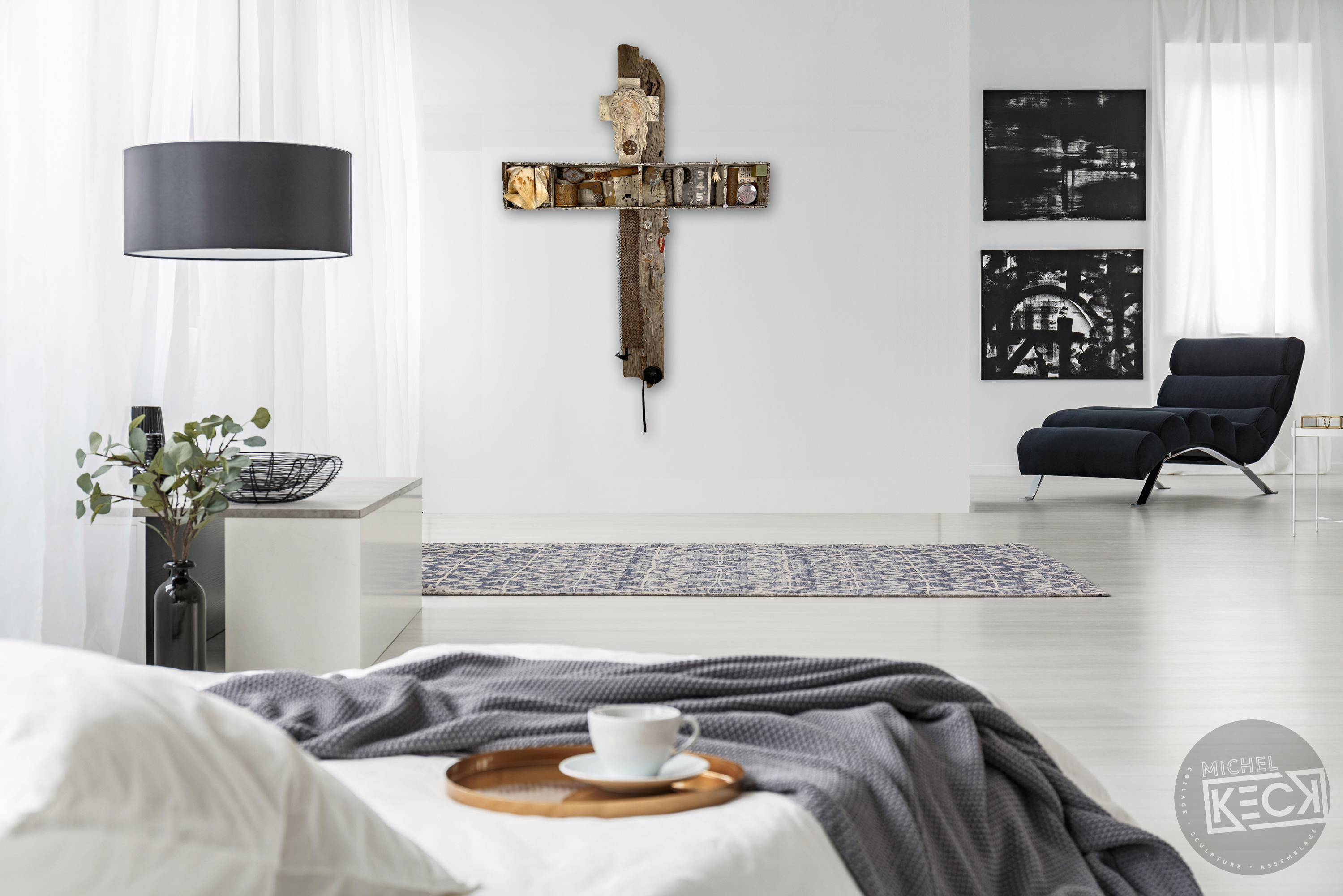 Cross Assemblage<br>Mixed Media Cross Art<br>Recycled & Found Objects<br>#022210