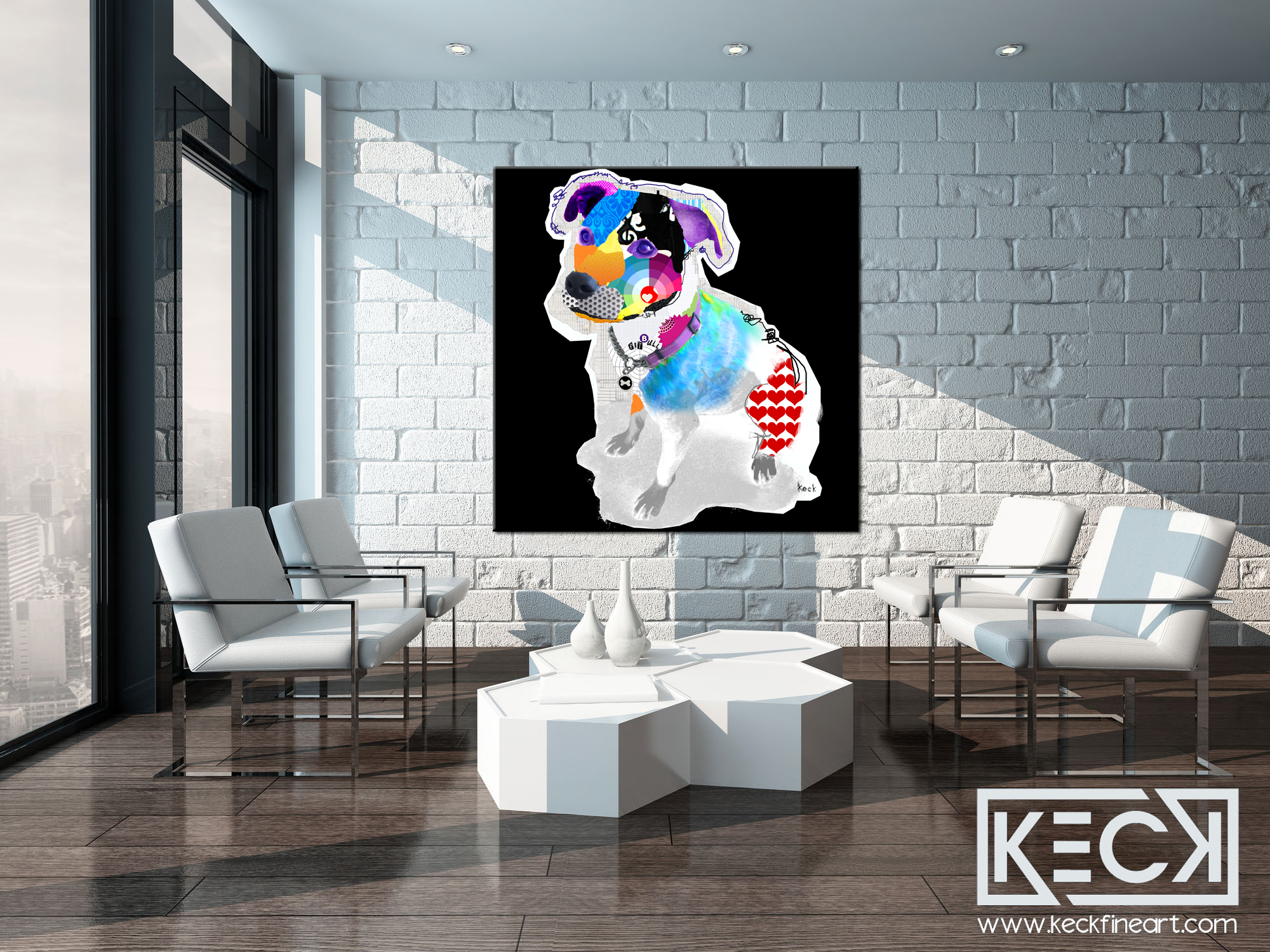 pit bull dog art prints on canvas