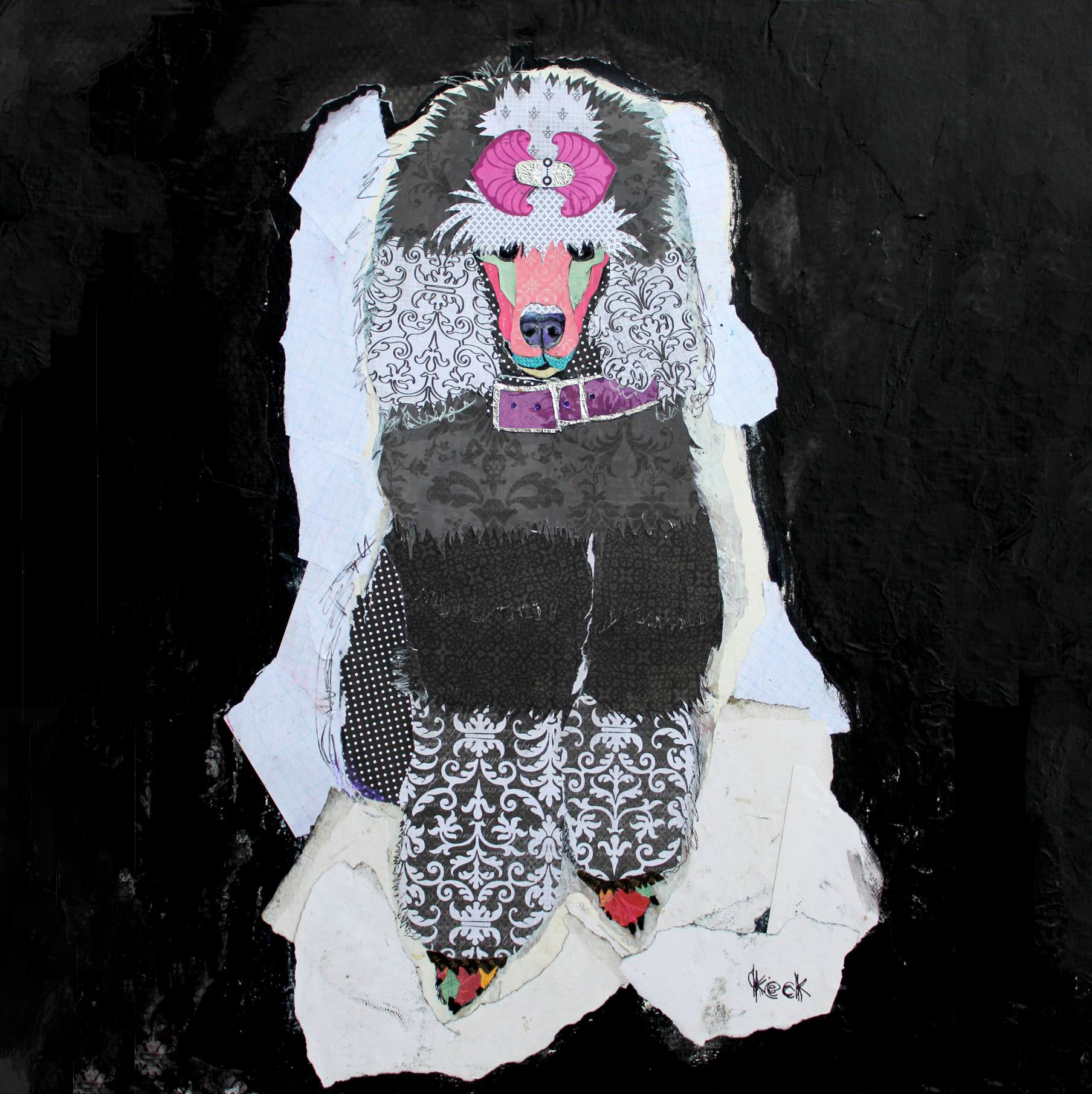 Dog Art Prints. Colorful Standard Poodle Dog Art Prints. 