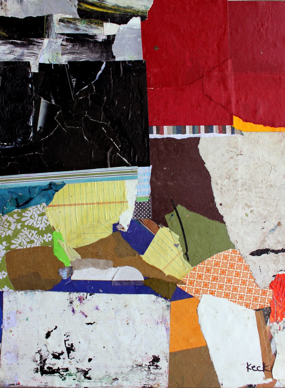 COLORFUL ART PRINTS:  Colorful mixed media, torn paper collage art canvas prints.  Small to OVERSIZED