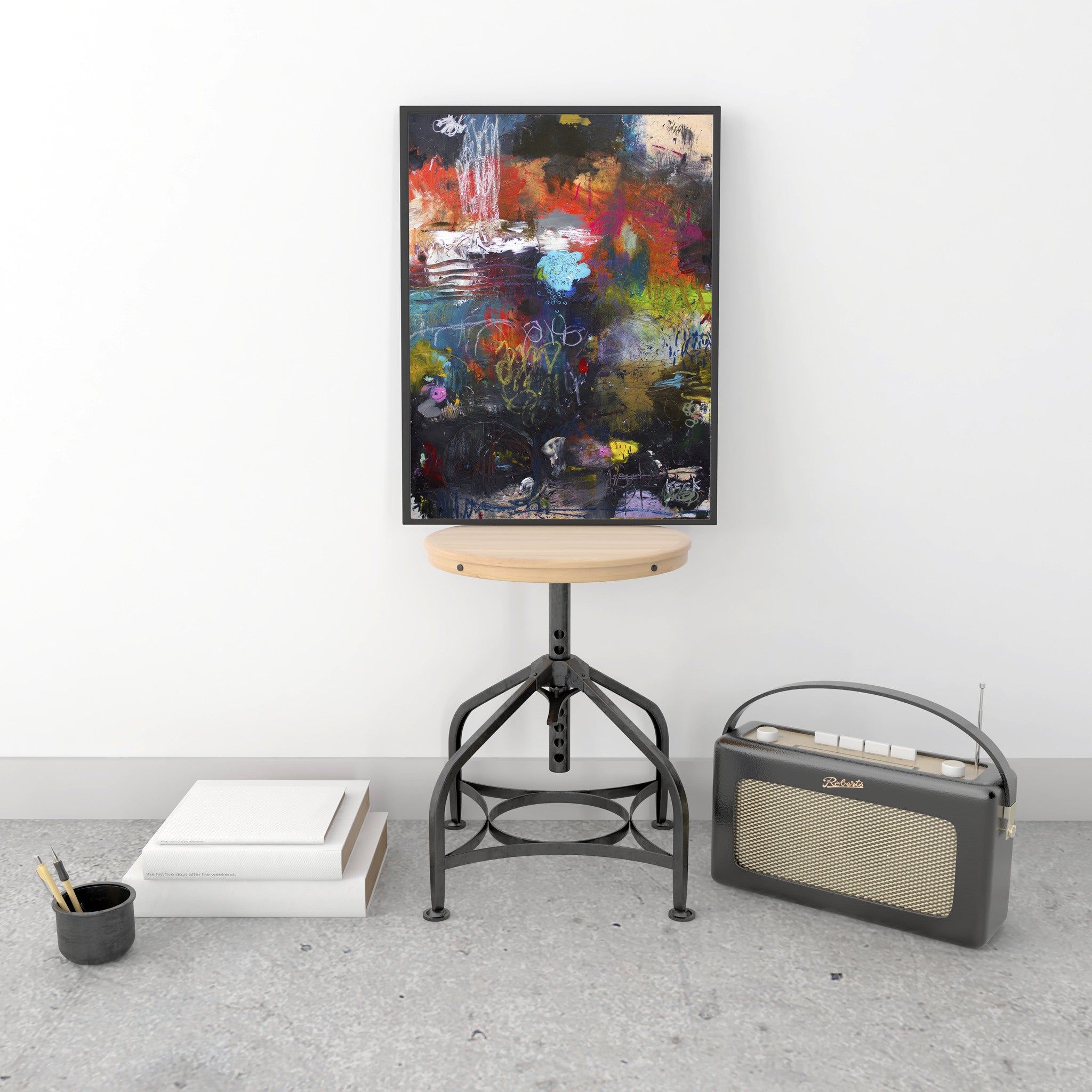 Colorful Abstract Art<br>Canvas Print <br> Title: I'm Not Impressed