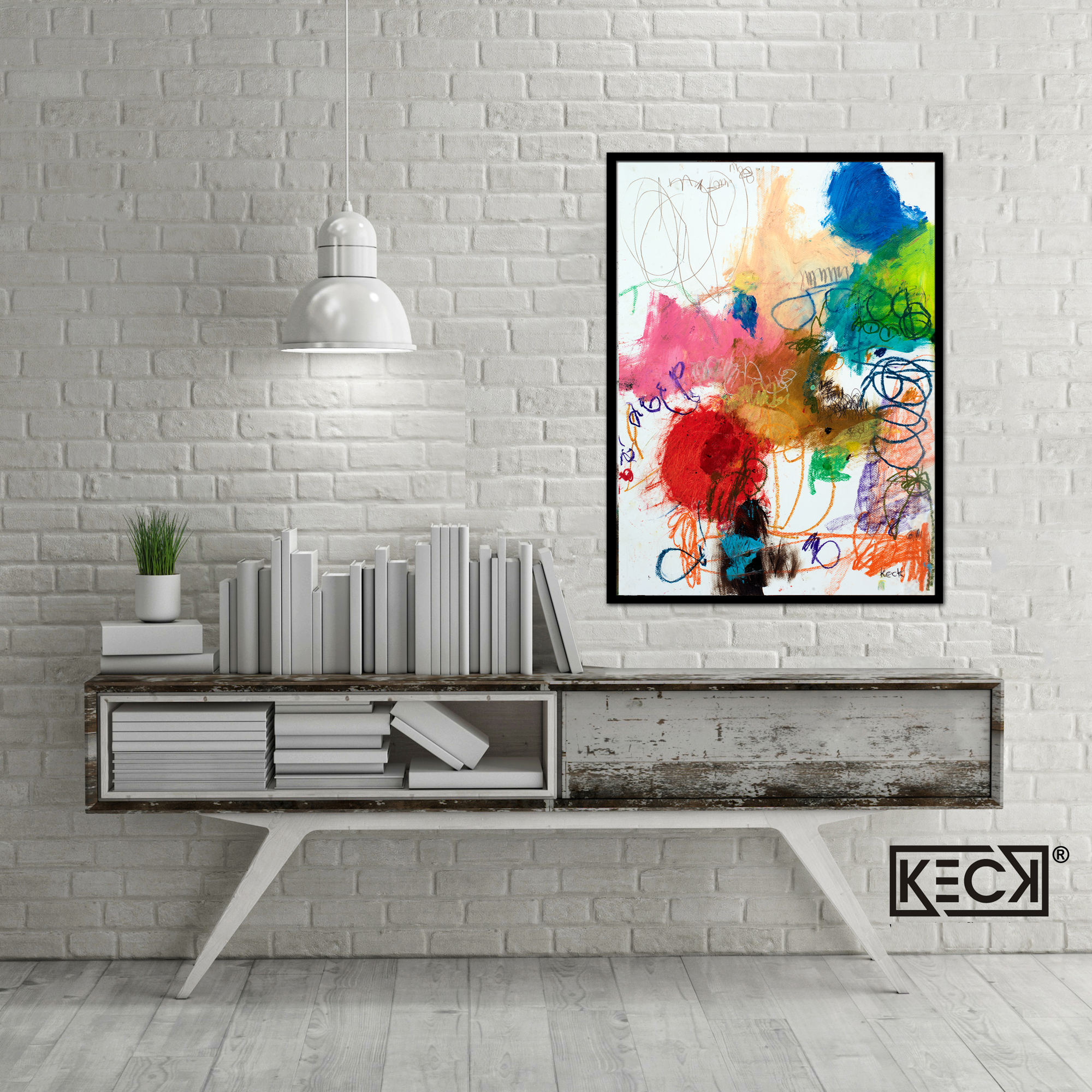 Colorful negative space abstract art by Michel Keck