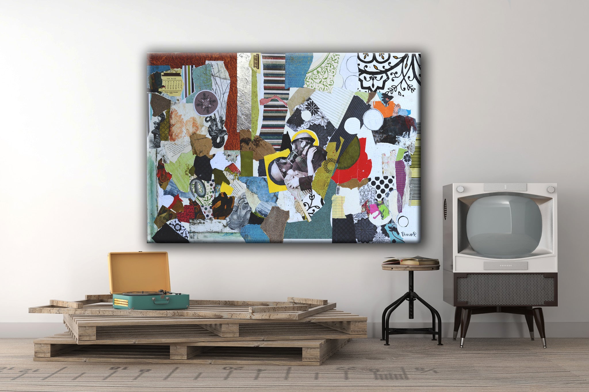 Collage Art Print <br>On Canvas<br>With a Little Luck