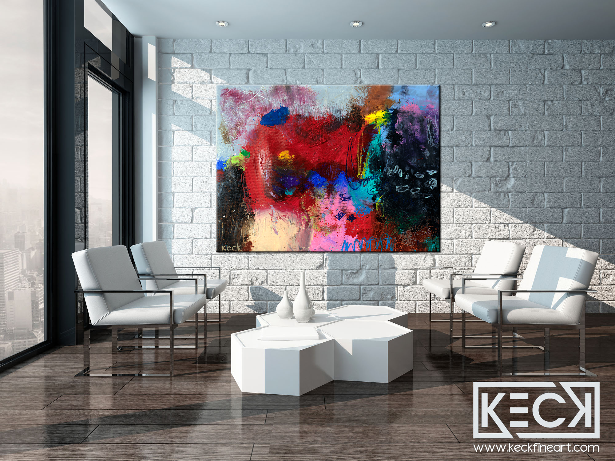 LARGE ABSTRACT CANVAS ART PRINTS BY MICHEL KECK