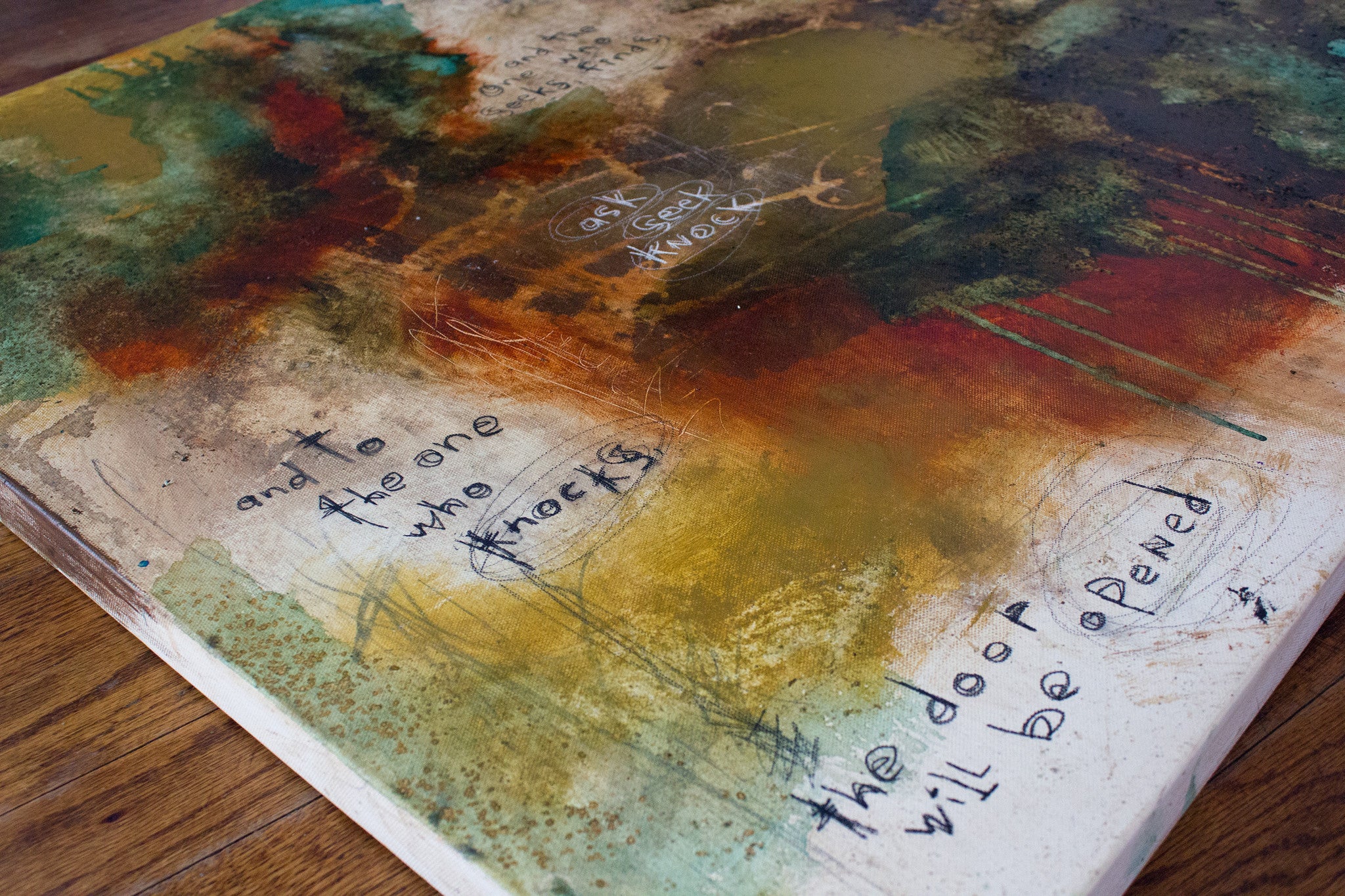 Original Abstract Scripture <br>Painting on Canvas<br> Matthew 7:7-8