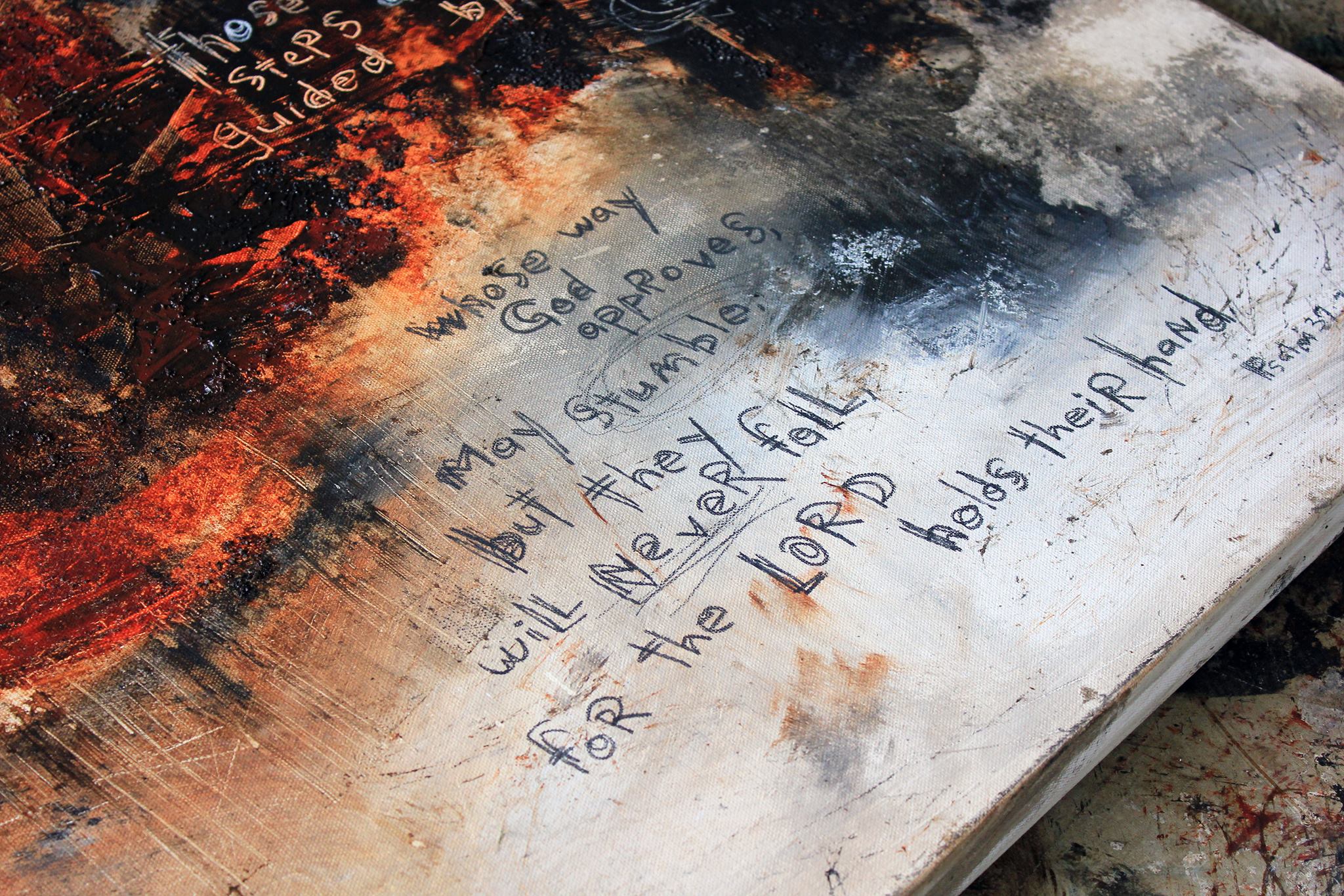 ORIGINAL SCRIPTURE ART PAINTINGS.  Michel Keck incorporates bible verse into her original abstact canvas paintings