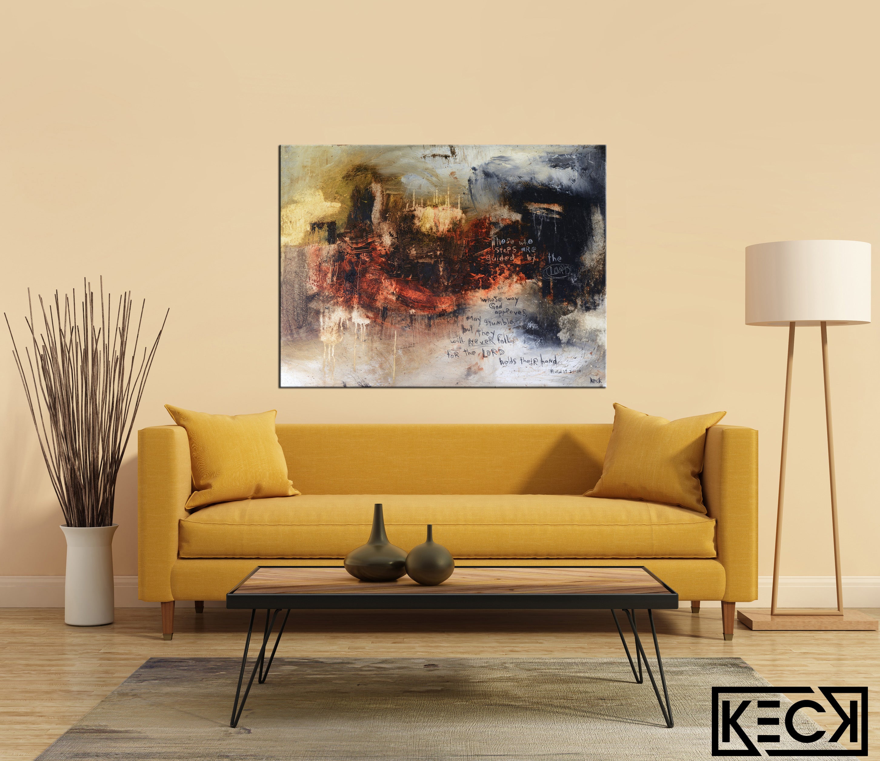 Original Abstract Scripture <br>Painting on Canvas<br> Psalm 37: 23-24
