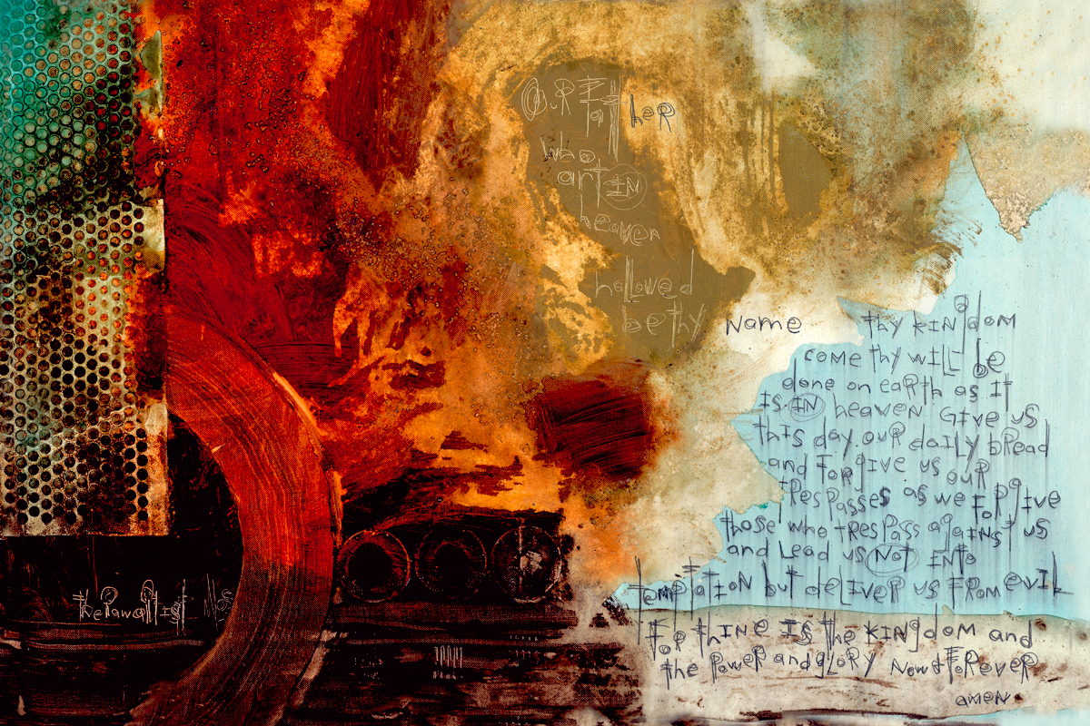 The Lord's Prayer Art.  Abstract with The Lord's Prayer incorporated. abstract art scripture prints 