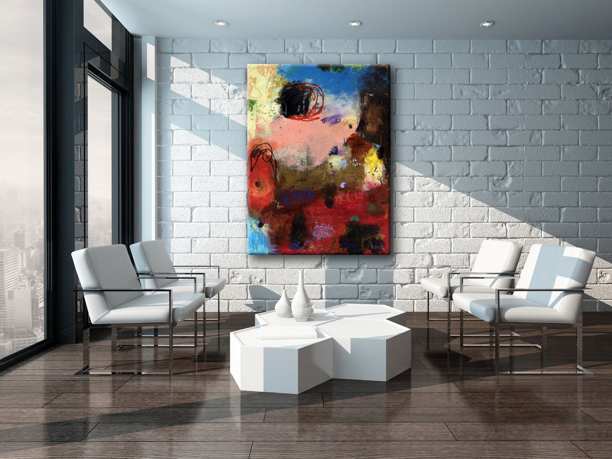 Colorful Abstract Art<br>Canvas Print<br>Drawn Together