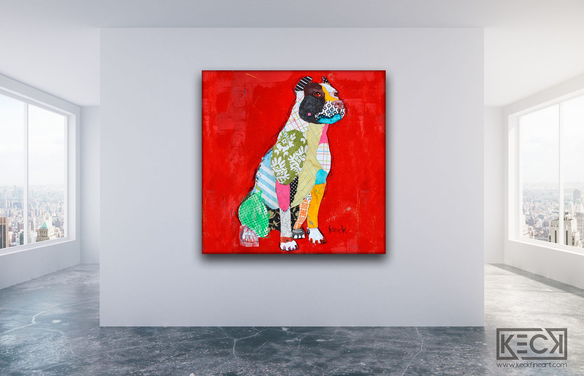 PIT BULL COLORFUL ART.  Pit bull pop art.  Pit bull abstract art.  Collage art of a pit bull dog.  