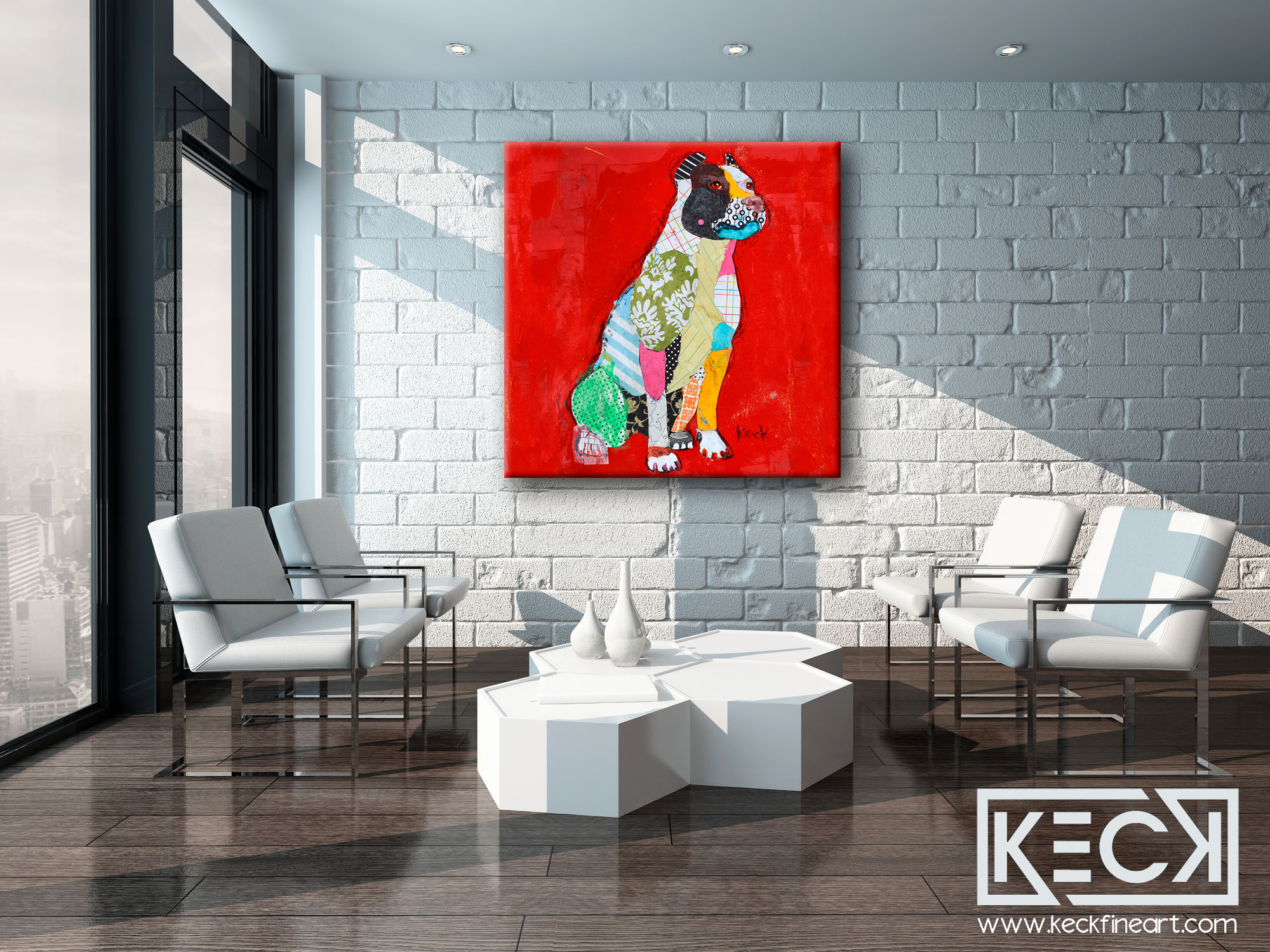 Large, oversized art prints of pit bulls.  Modern art of the pit bull dog. 