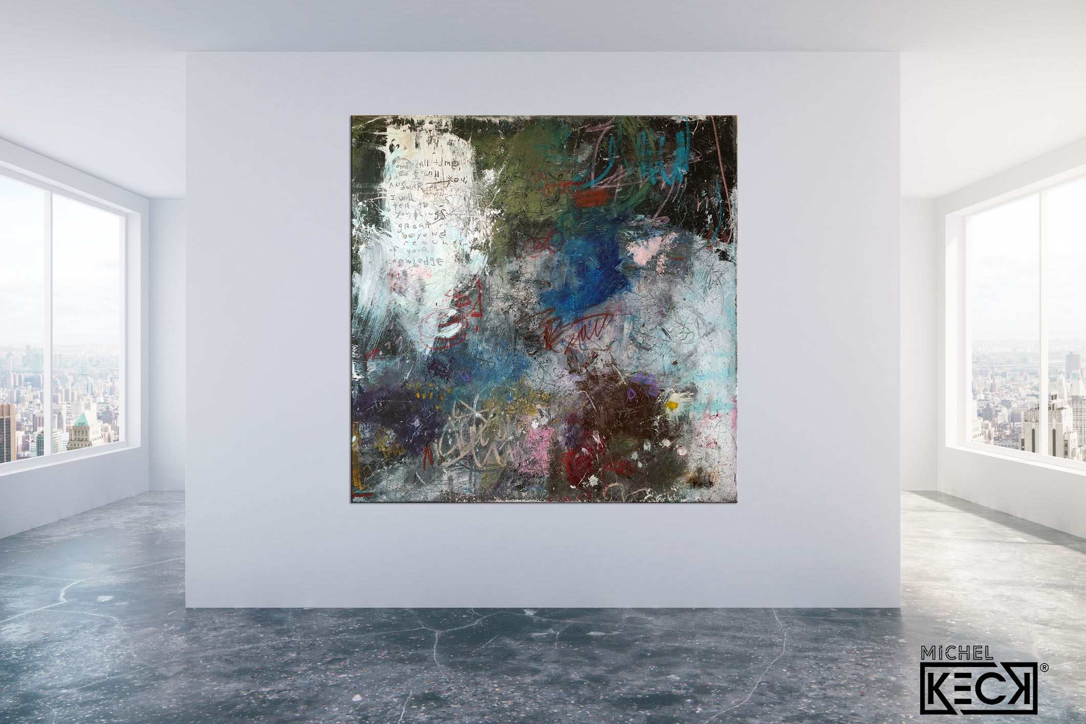 Contemporary abstract art blended with scripture