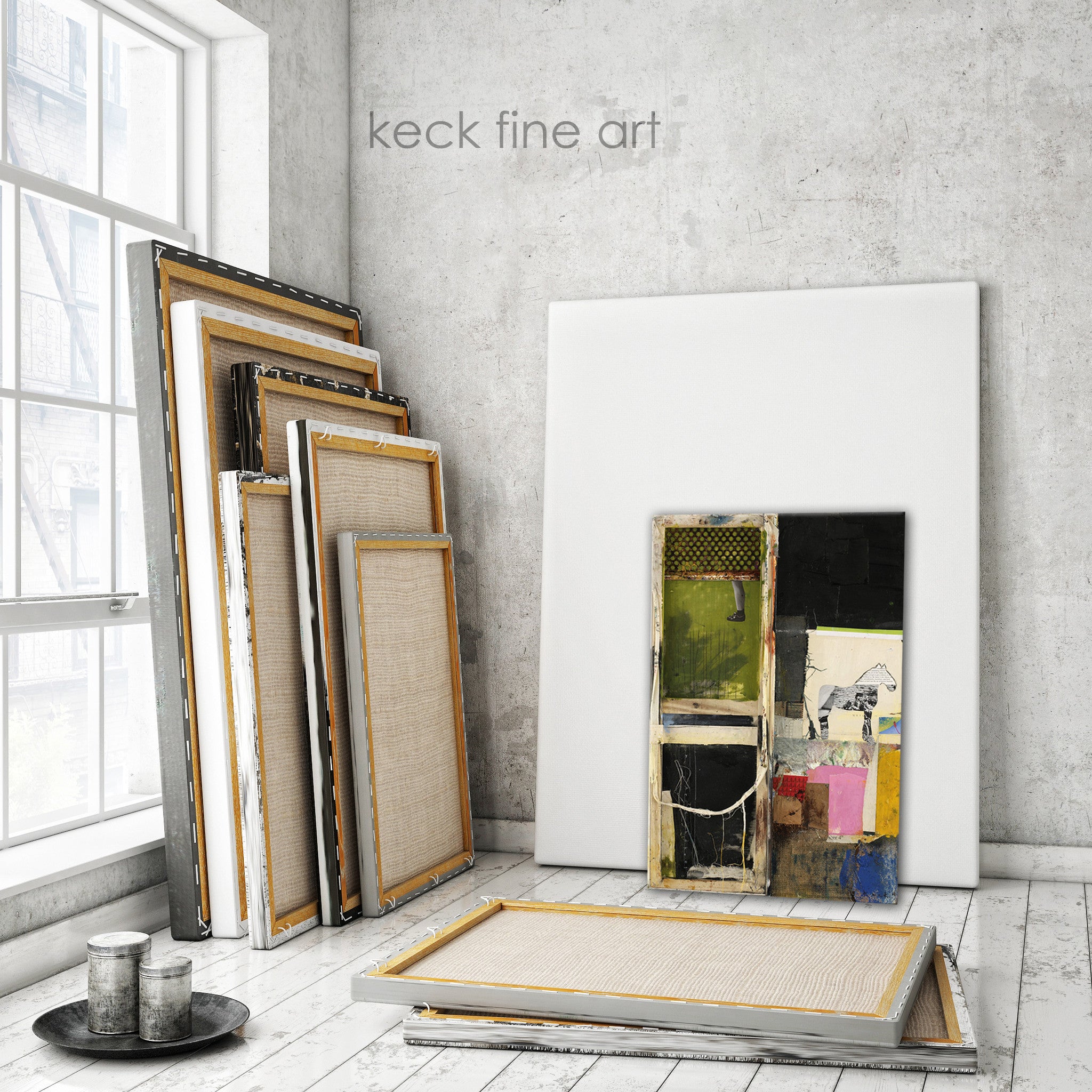 Original Mixed Media Painting<br> on Canvas in Floating Frame<br>Title: Hard Knock Life