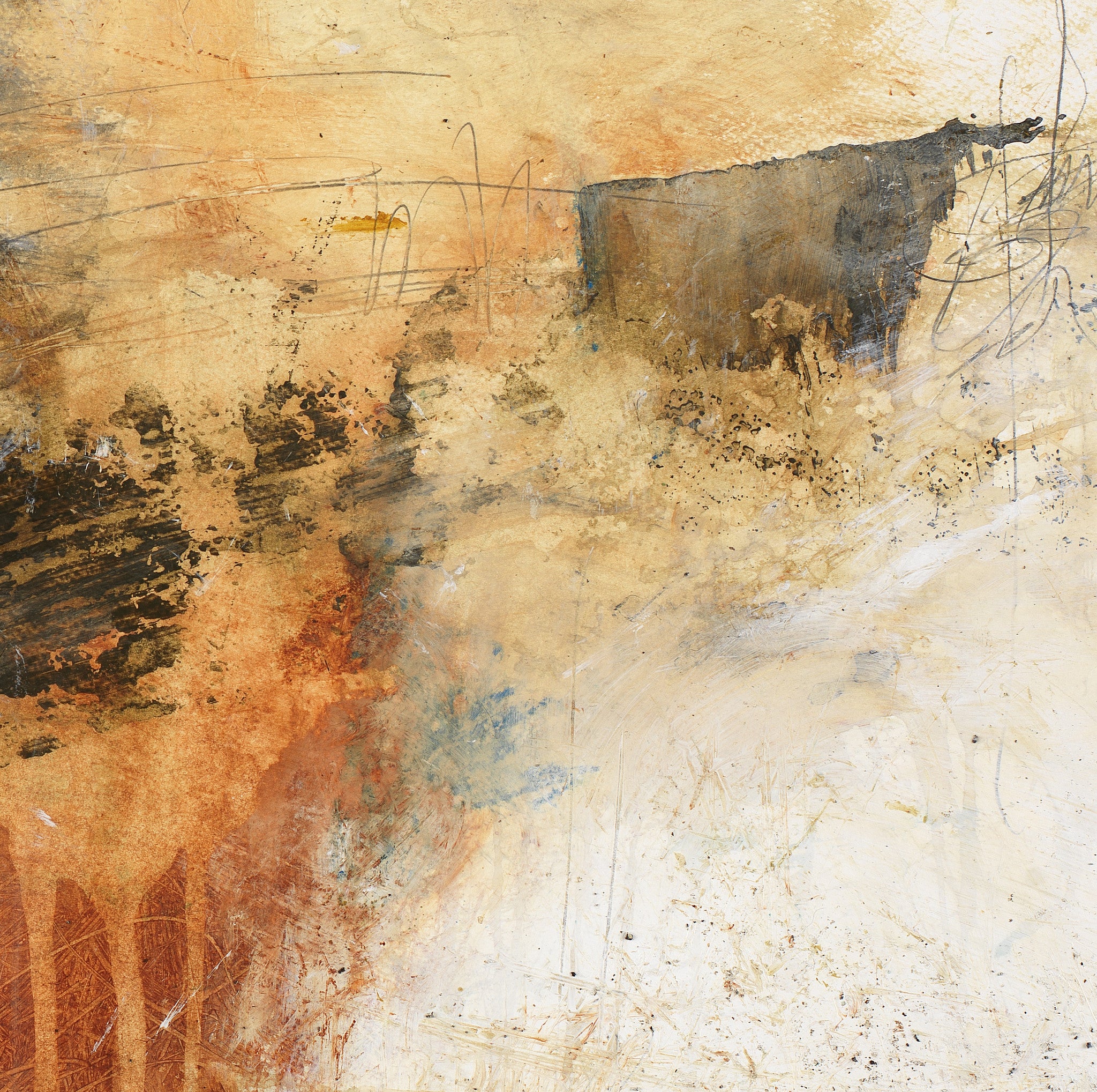 Neutral abstract art prints on canvas.