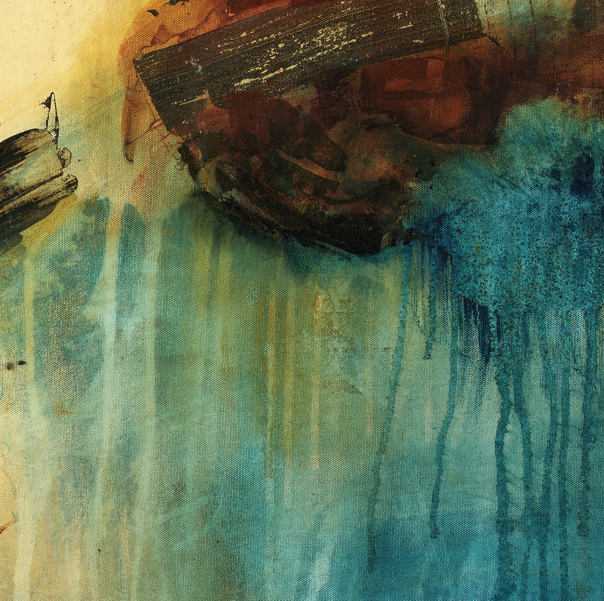 Blue and earthtone raw and organic abstract art prints.  Rust abstract art prints.
